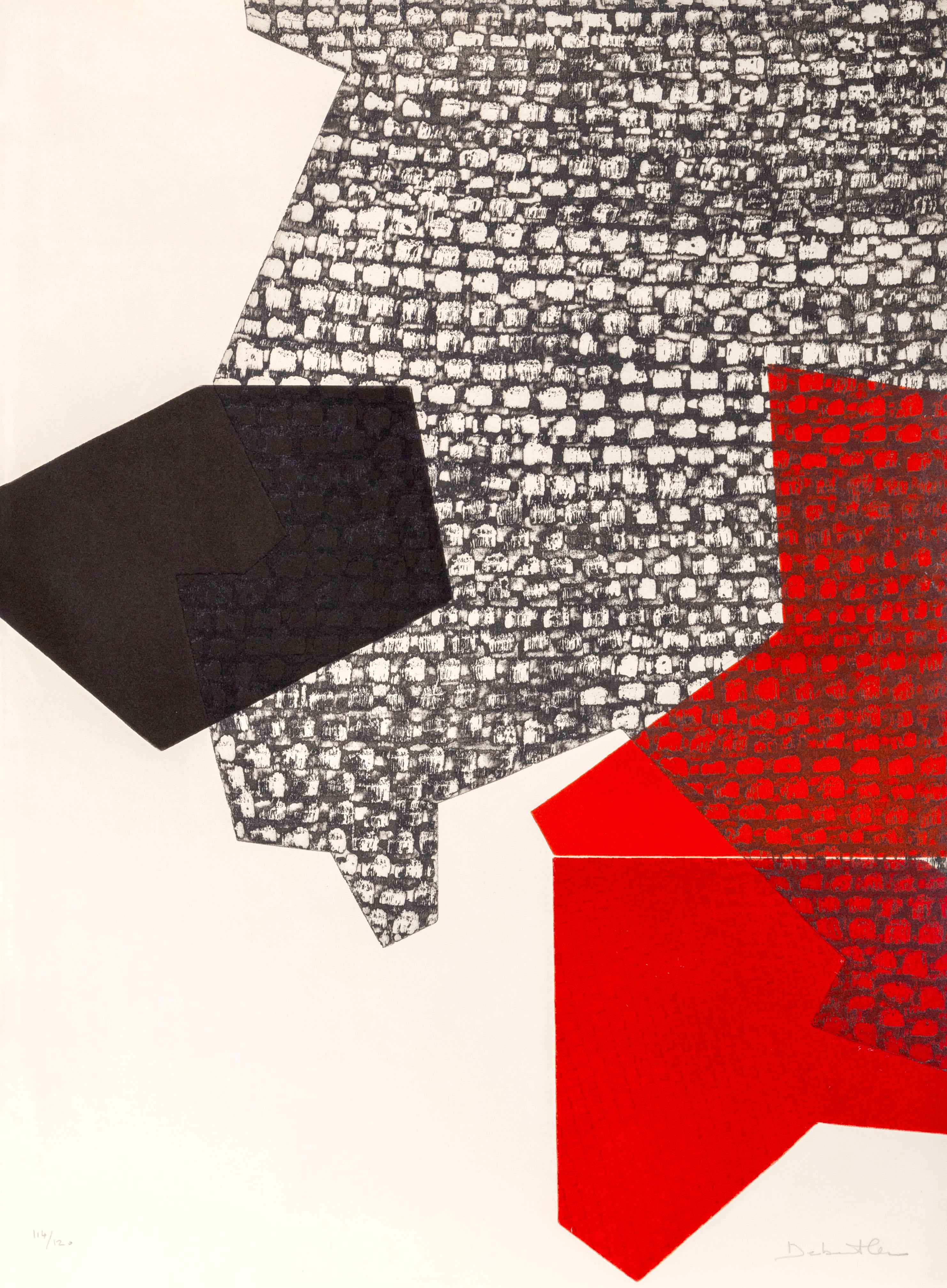 Jacqueline De Butler Abstract Print – Sans Titre, Geometrische abstrakte Radierung von Jacquline DeButler