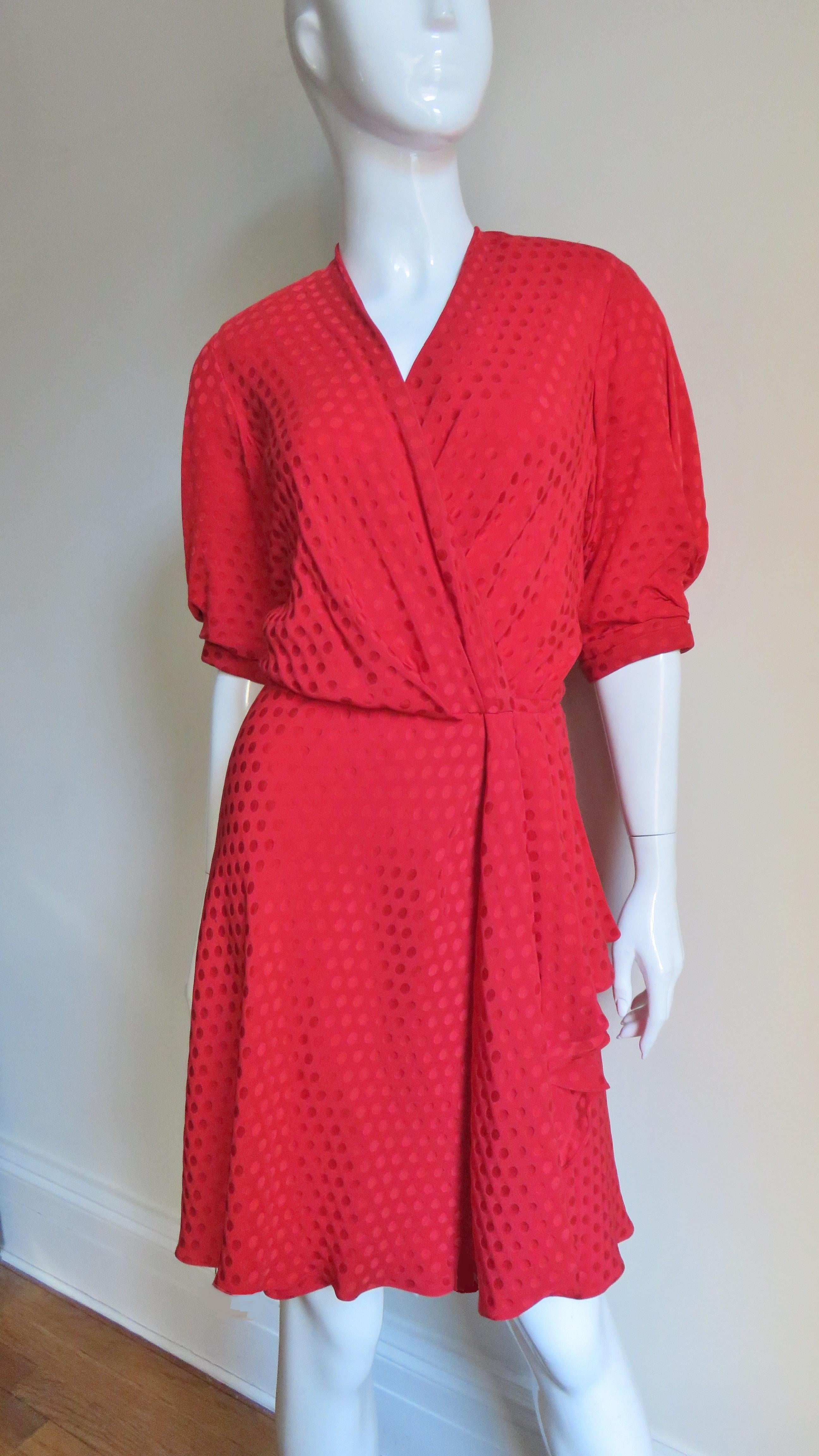 Jacqueline de Ribes 1980s Wrap Silk Dress For Sale 5