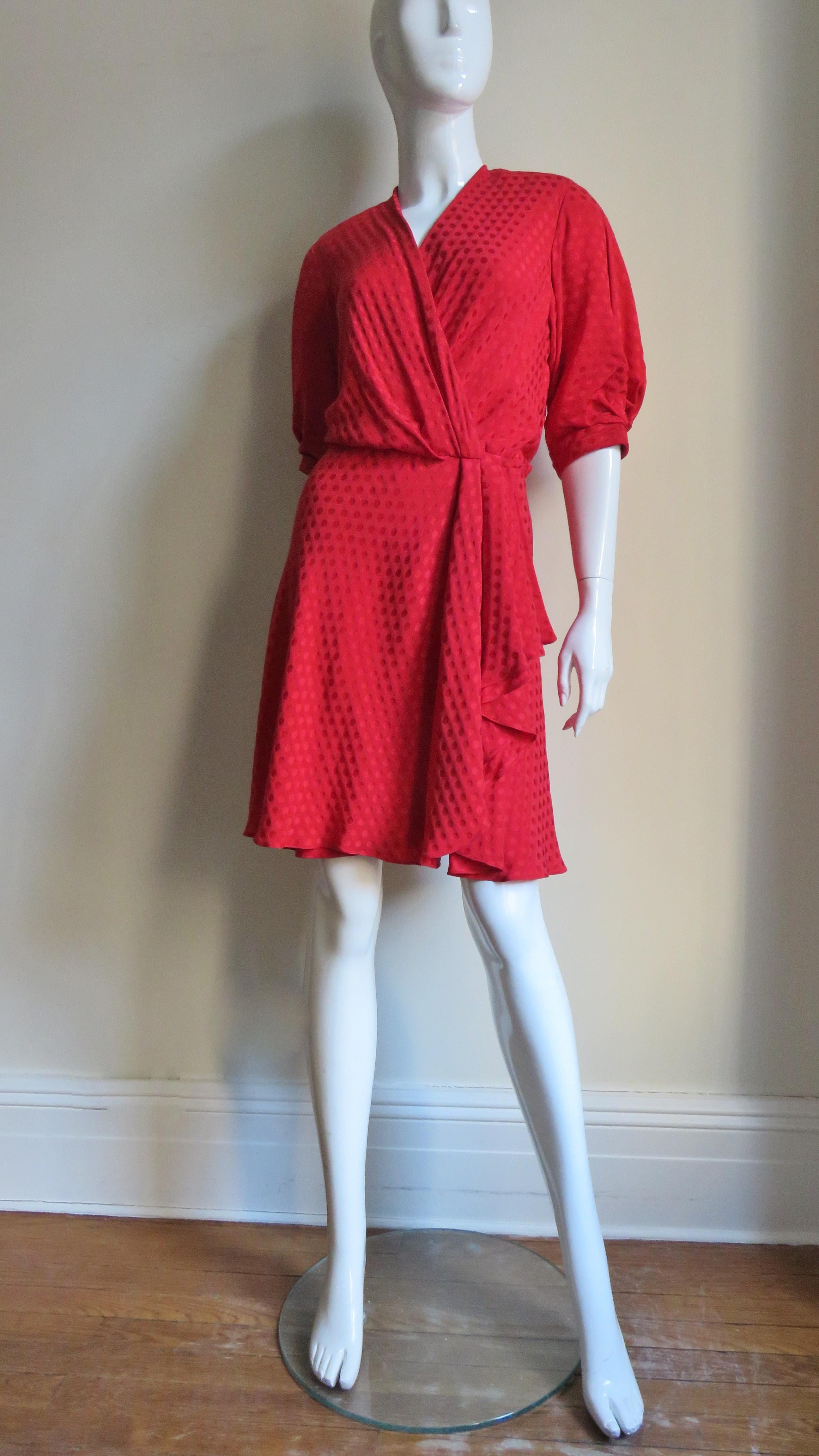Jacqueline de Ribes 1980s Wrap Silk Dress For Sale 5