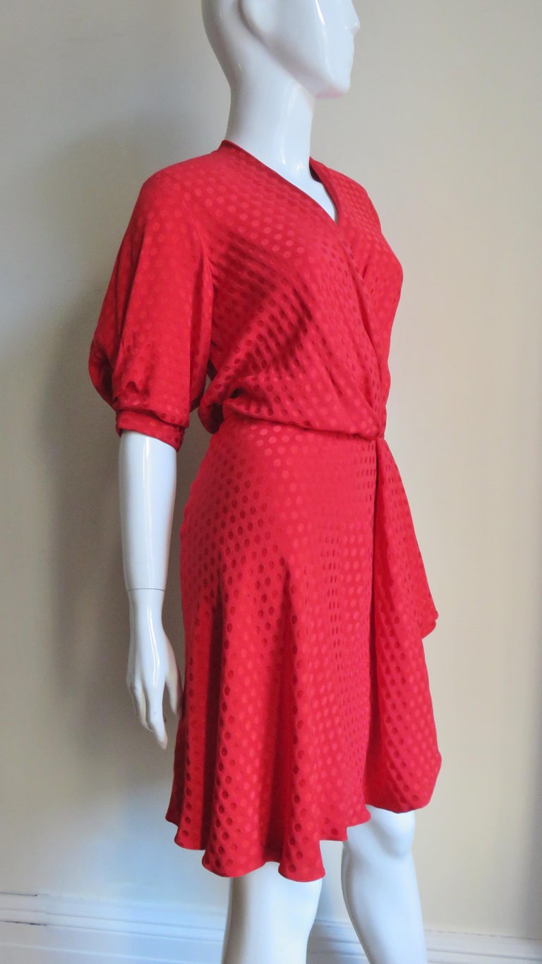 Jacqueline de Ribes 1980s Wrap Silk Dress For Sale at 1stDibs