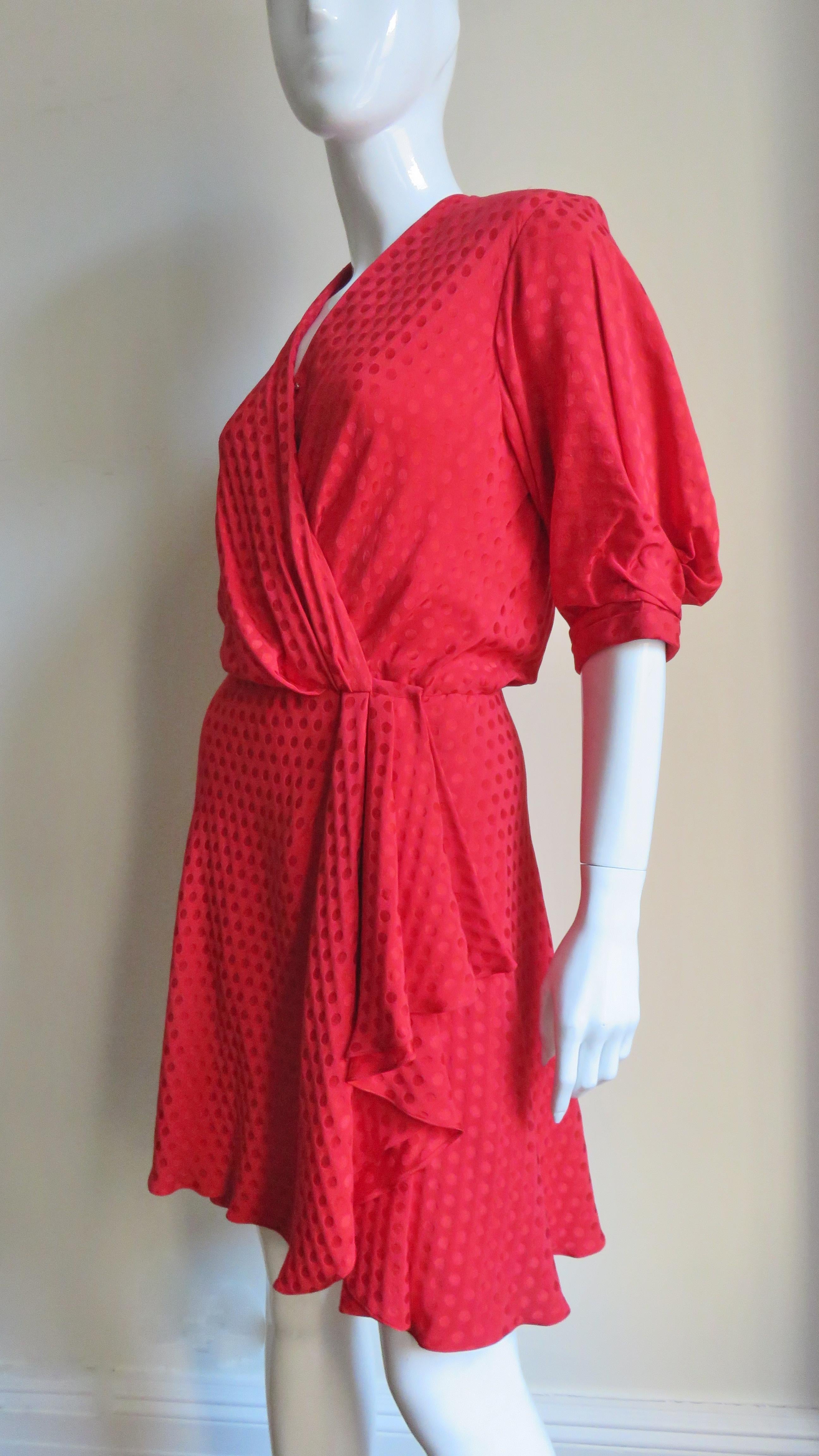 Jacqueline de Ribes 1980s Wrap Silk Dress For Sale 8