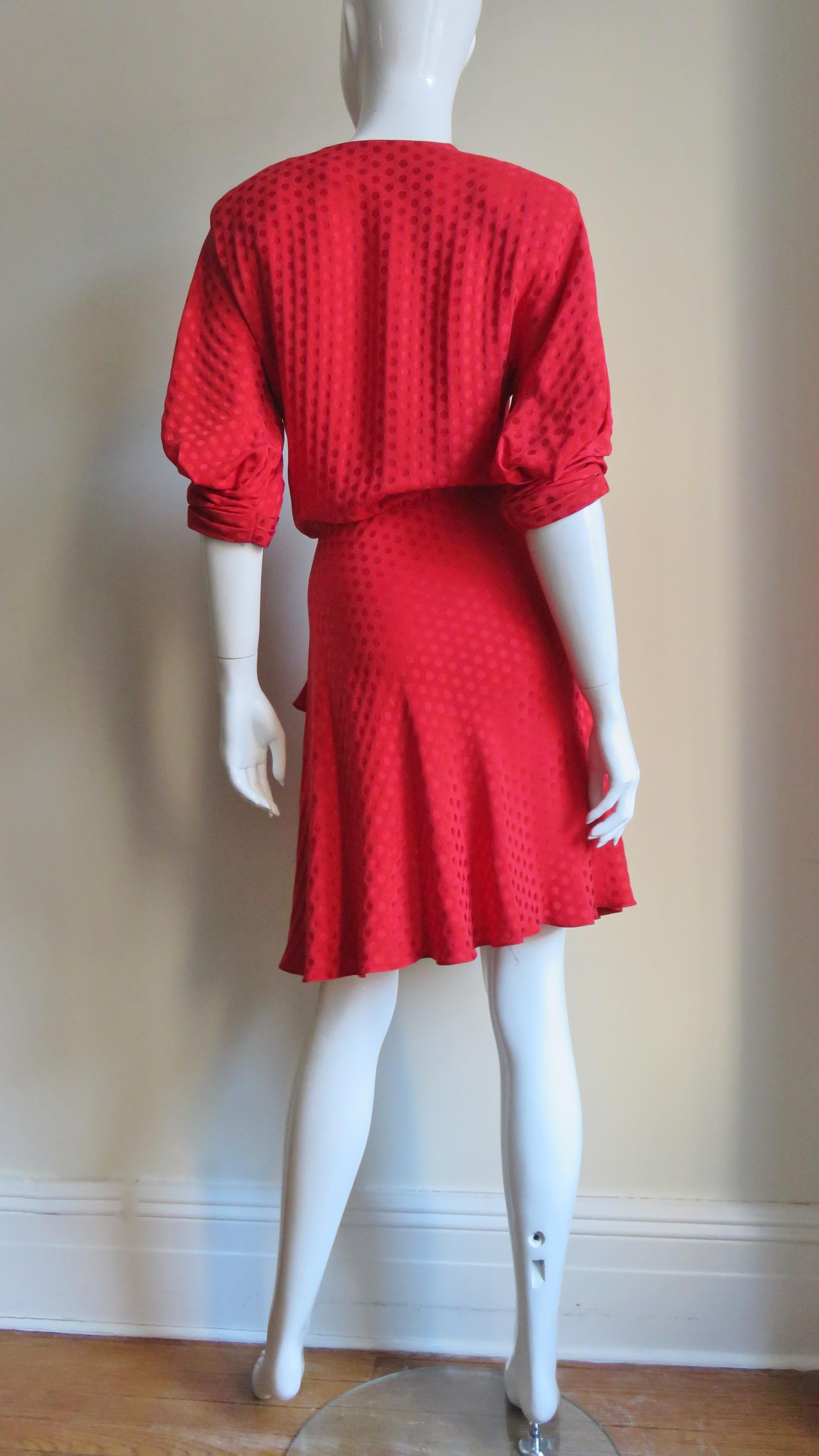 Jacqueline de Ribes 1980s Wrap Silk Dress For Sale 11