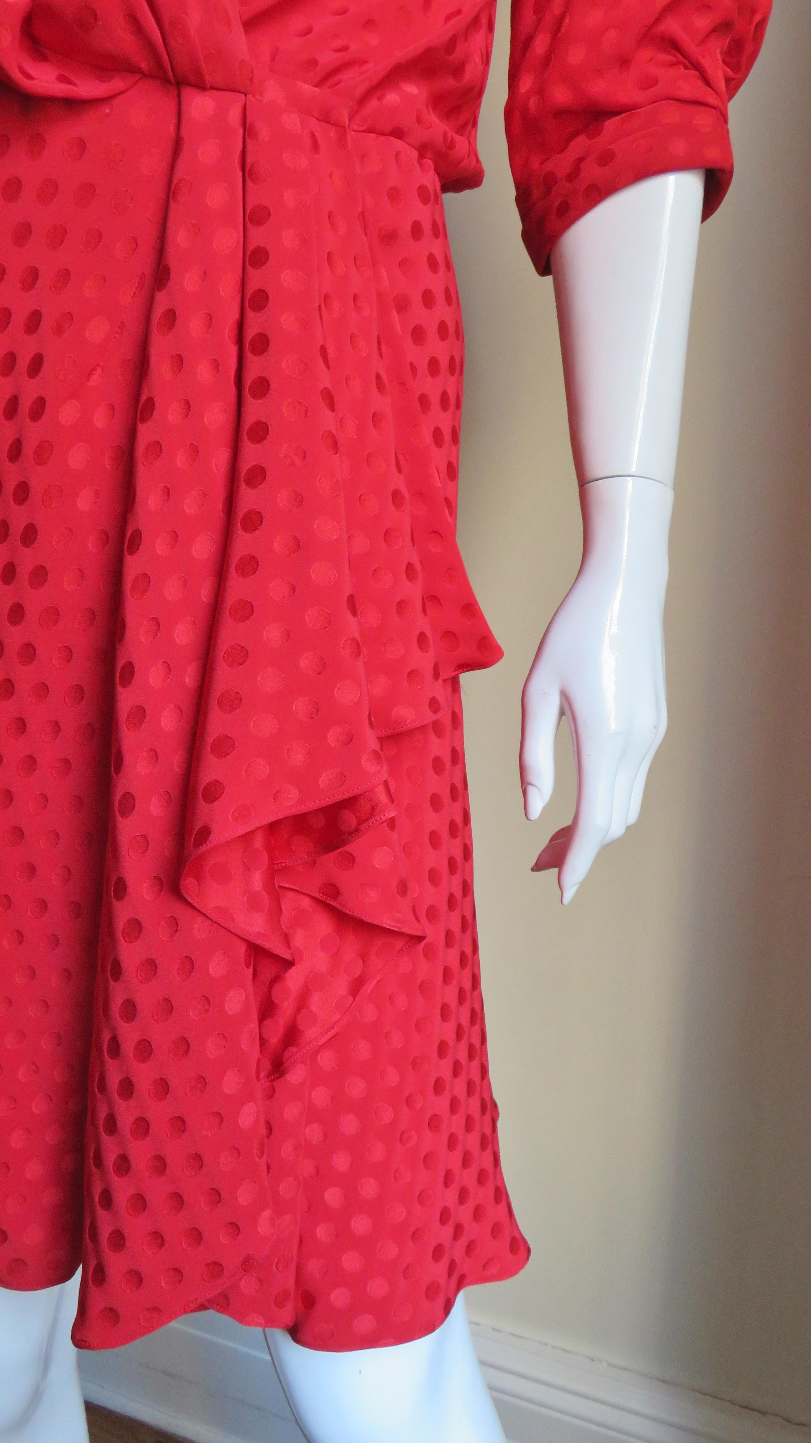 Jacqueline de Ribes 1980s Wrap Silk Dress For Sale 1