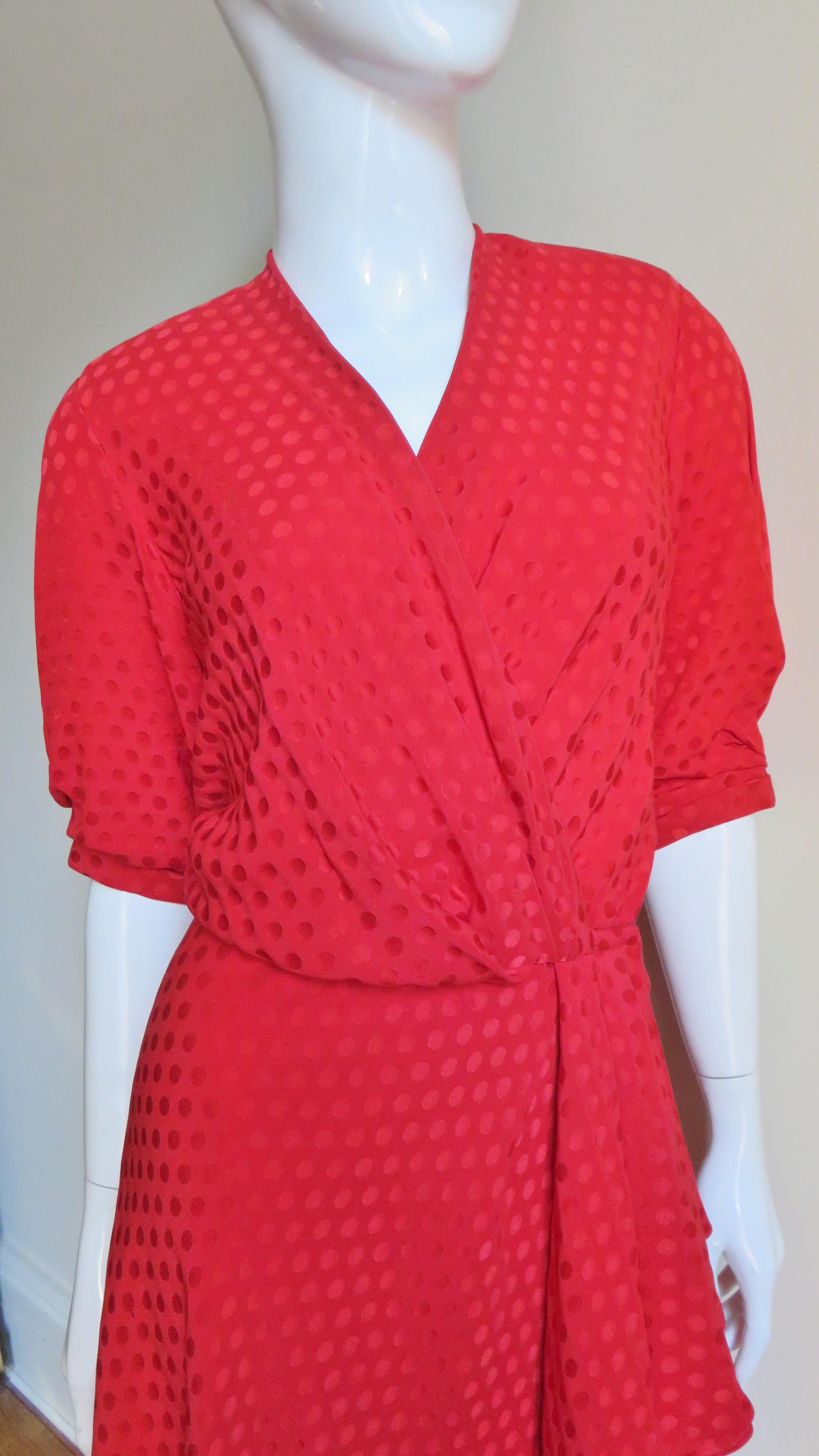 Jacqueline de Ribes 1980s Wrap Silk Dress For Sale 3