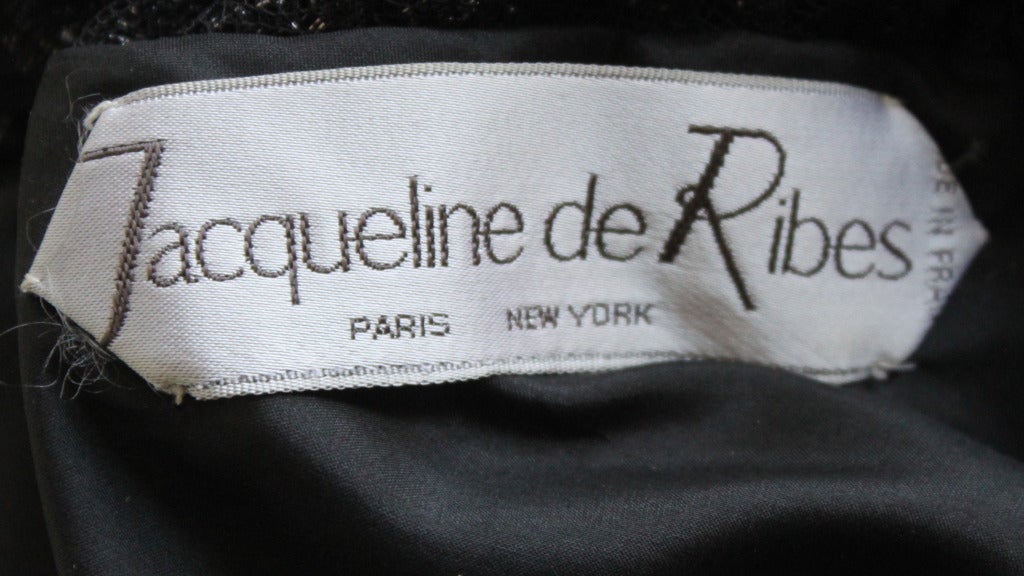 Jacqueline De Ribes black velvet gown with sheer lace panels For Sale 3