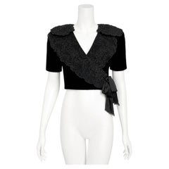 1980s Vintage Jacqueline de Ribes Black Velvet Bolero Jacket