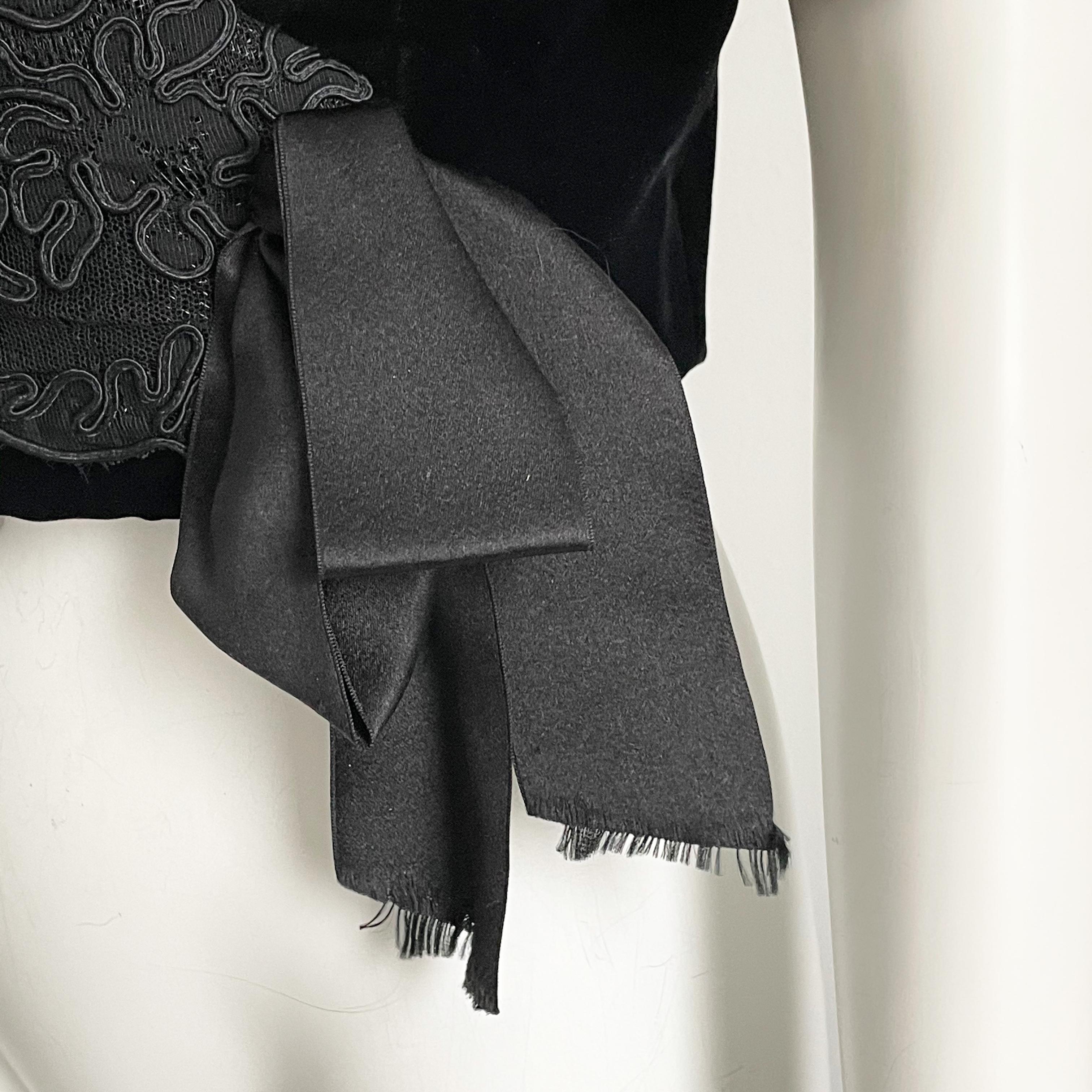 Jacqueline de Ribes Jacket Bolero Cropped Formal Couture Black Lace Velvet  For Sale 2