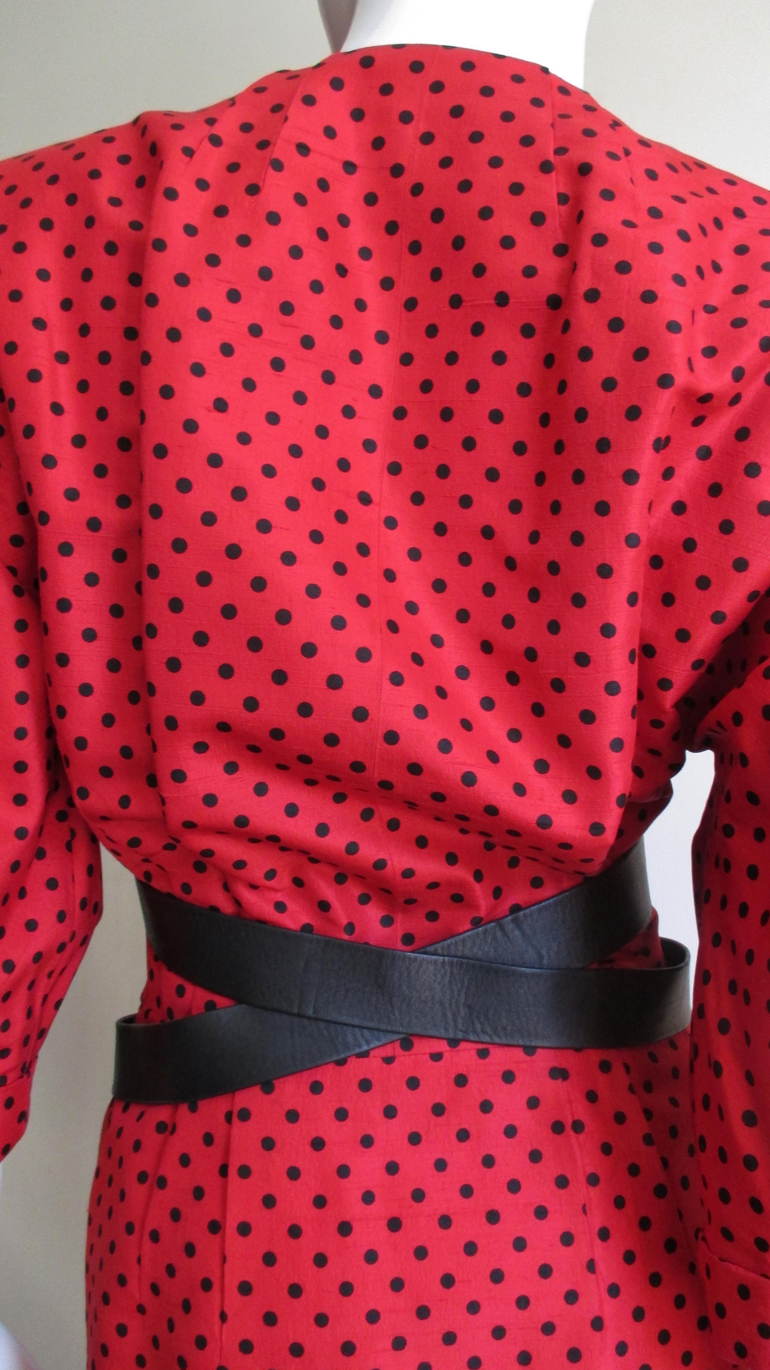 Robe en soie Jacqueline de Ribes avec bretelles en cuir des années 1980 en vente 5