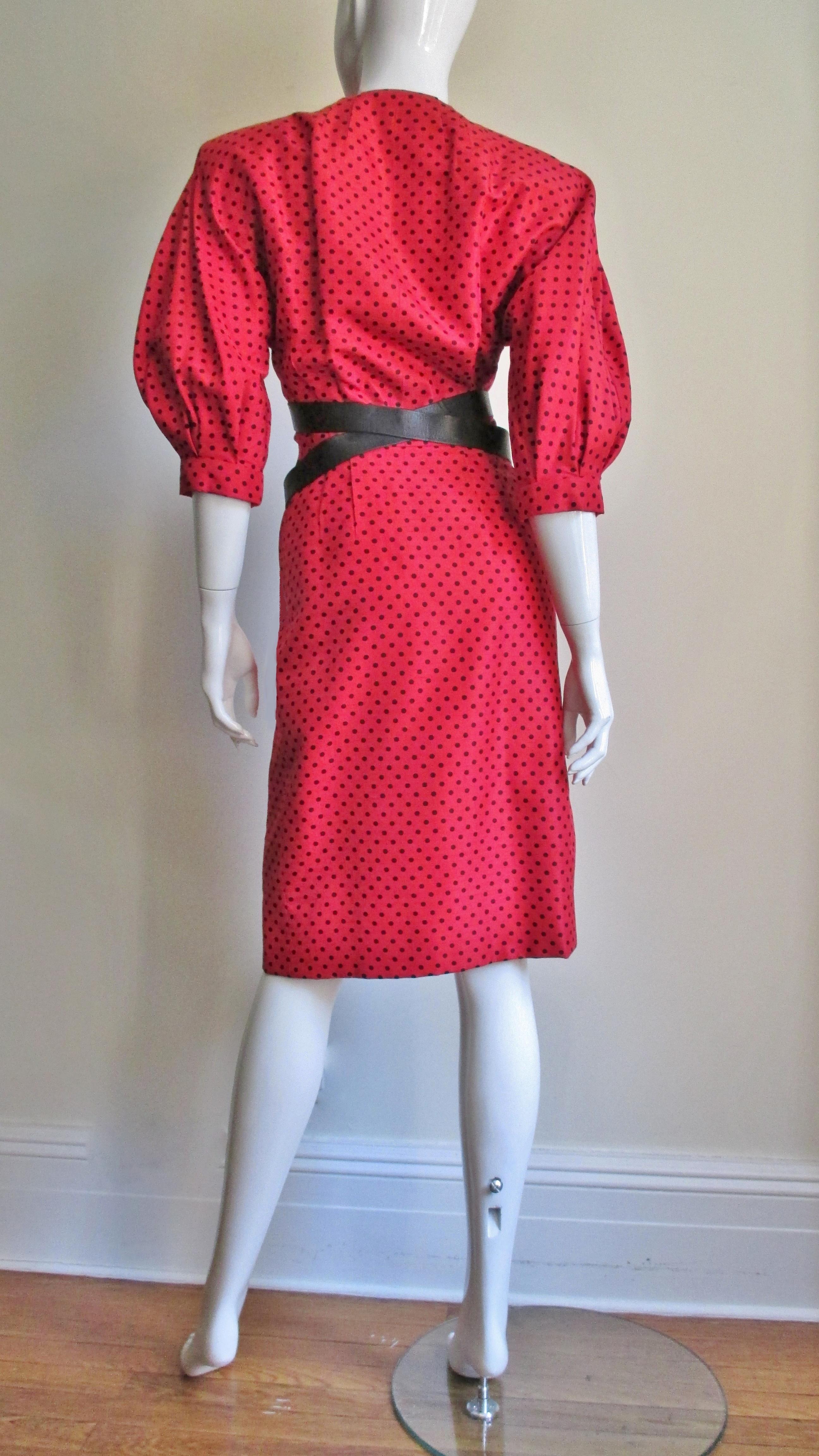 Jacqueline de Ribes Silk Dress With Leather Straps 1980s For Sale 7