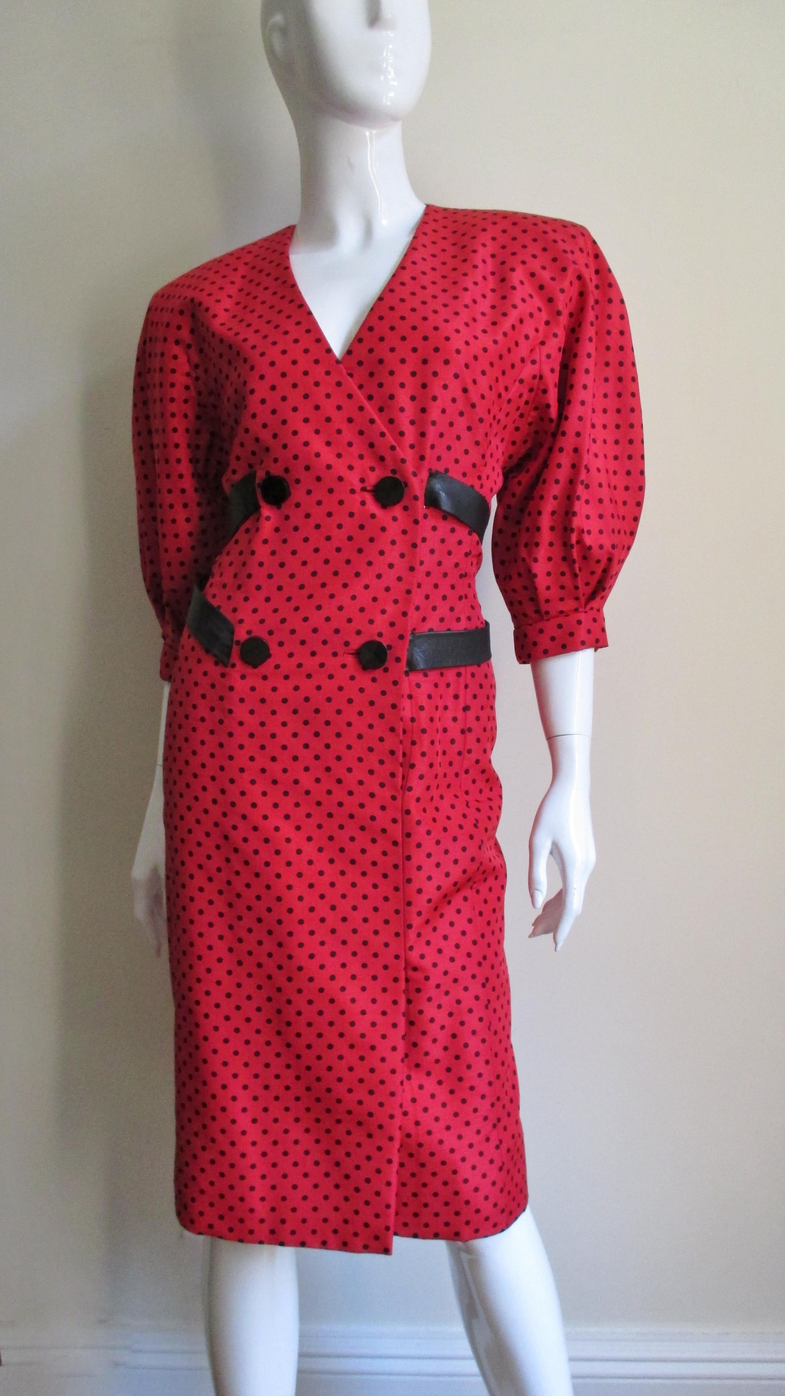Jacqueline de Ribes Silk Dress With Leather Straps 1980s For Sale 1
