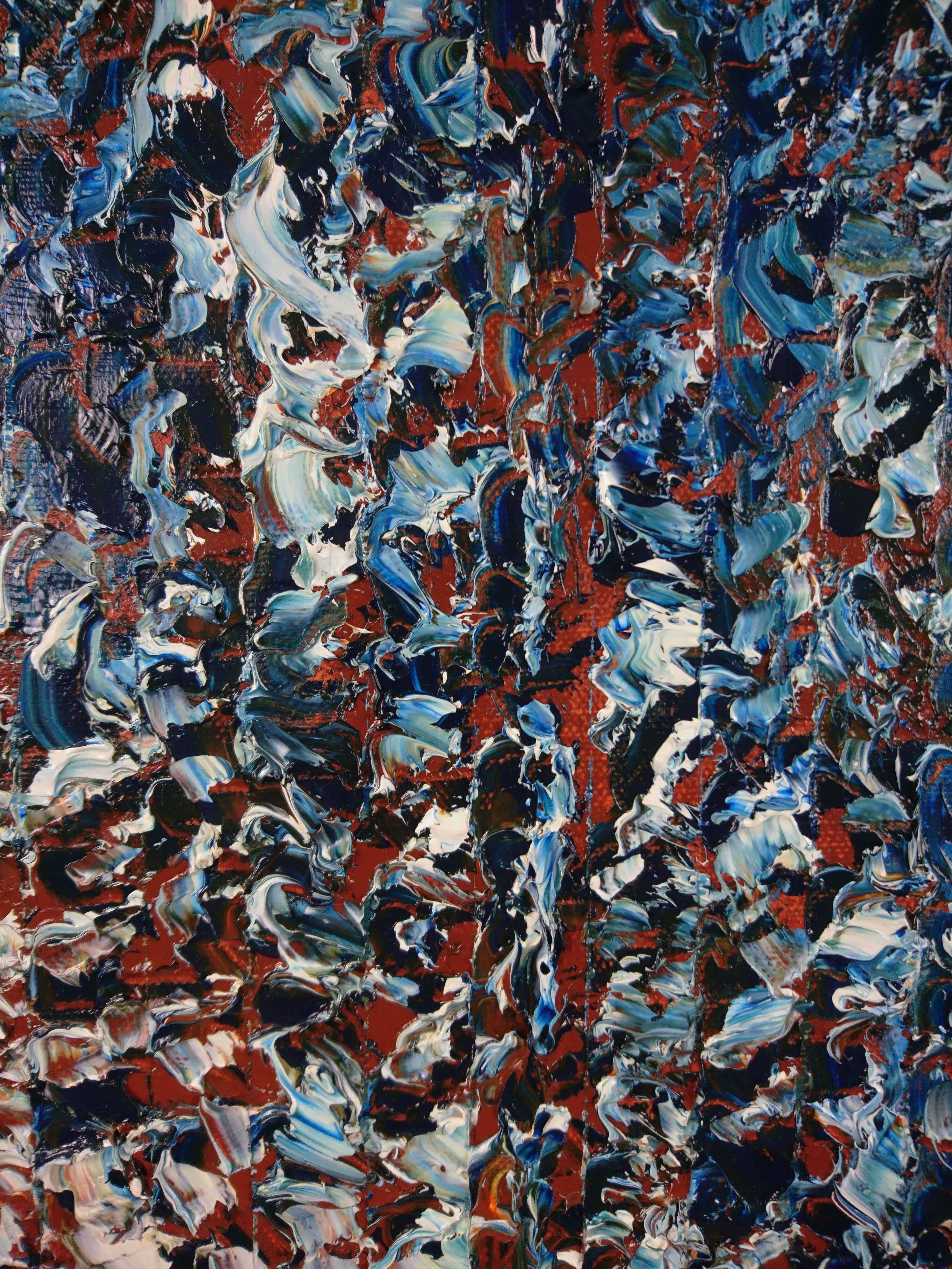 Come tu me così io tutti, Pittura, Olio su tela - Abstract Painting Nero di Jacqueline Dey