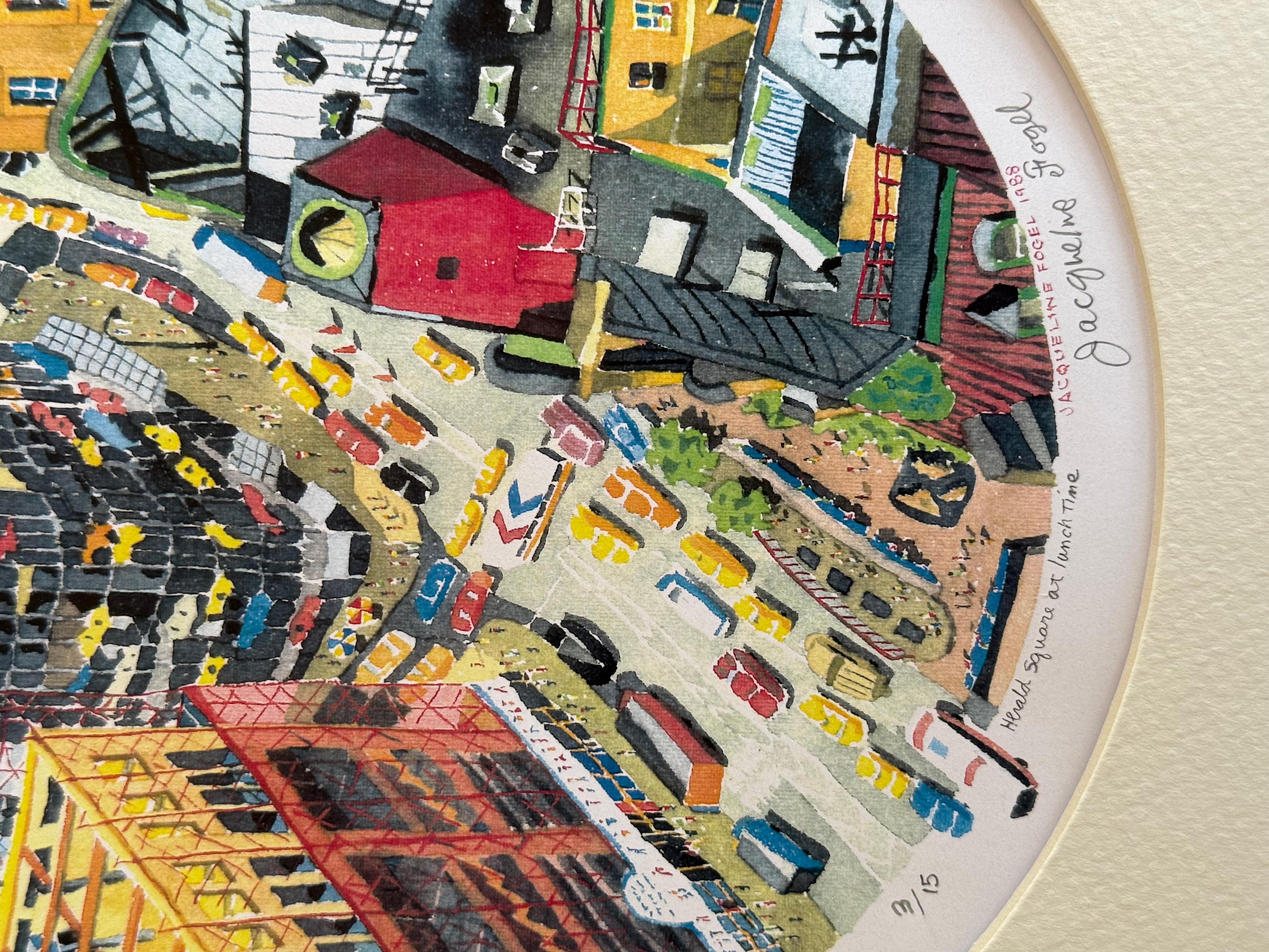 “Herald Square at Lunch Time” - Contemporary Print by Jacqueline Fogel