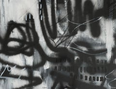 Downtown 2 - acrílico y pastel al óleo sobre lienzo