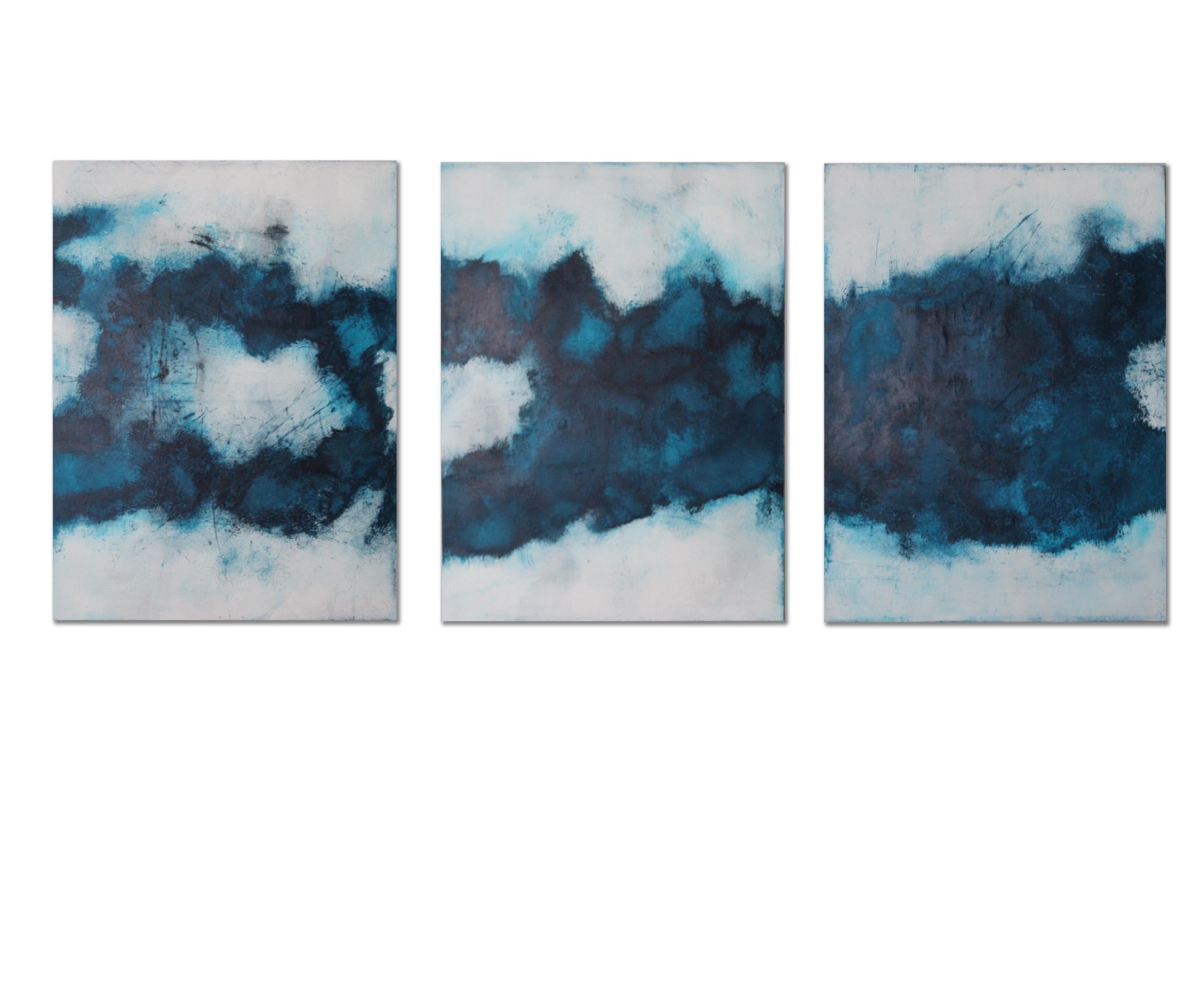 Jacqueline Jandrell Abstract Painting - "Trois" - Triptych Contemporary Abstract Art 