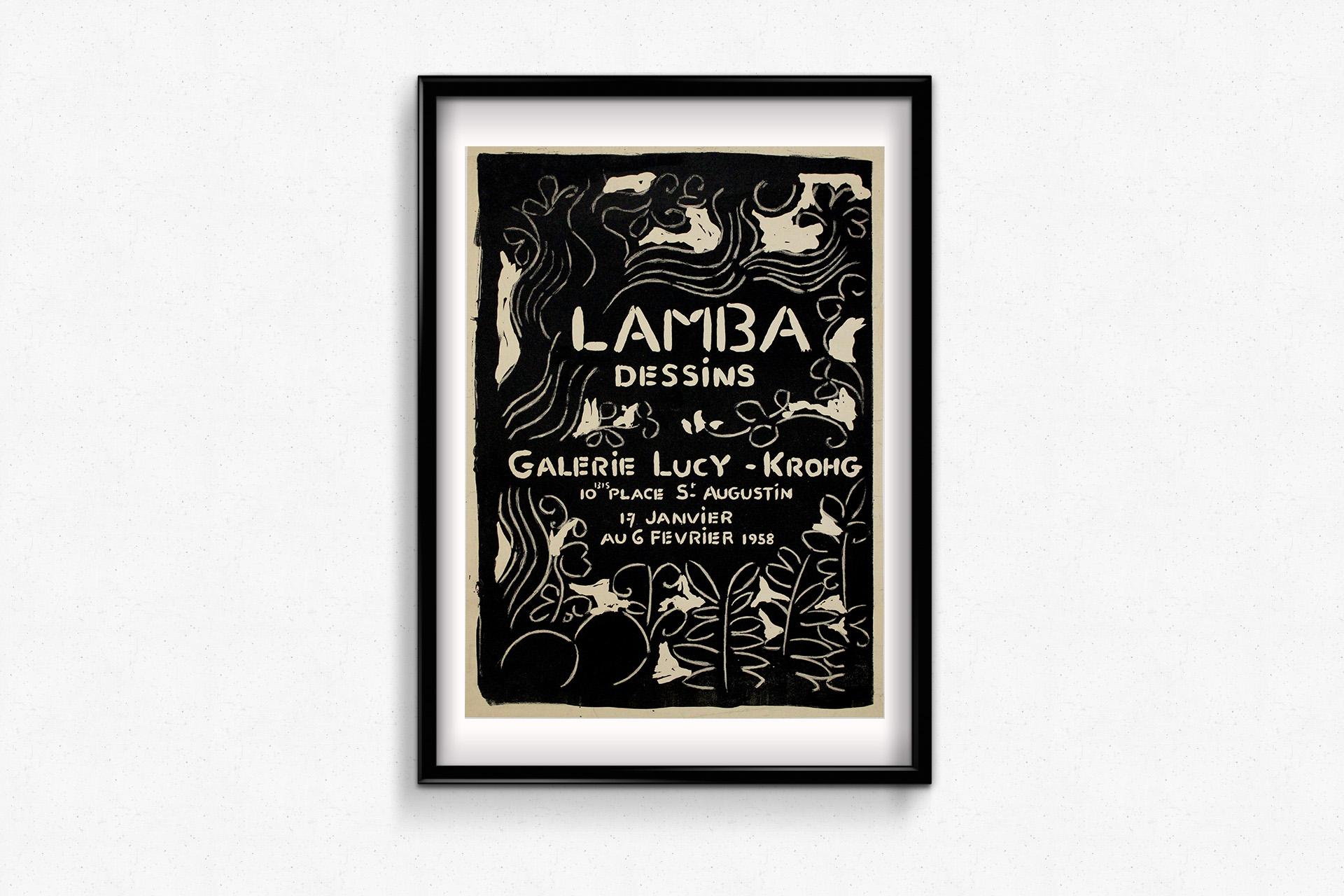 Affiche d'exposition originale de 1958 pour Jacqueline Lamba à la Galerie Lucy-Krohg en vente 1