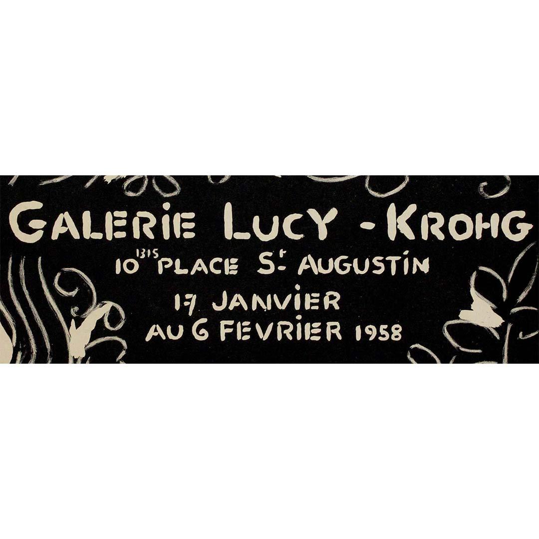 Affiche d'exposition originale de 1958 pour Jacqueline Lamba à la Galerie Lucy-Krohg en vente 2