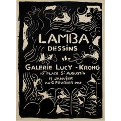 Original 1958 exhibition poster for Jacqueline Lamba at the Galerie Lucy-Krohg