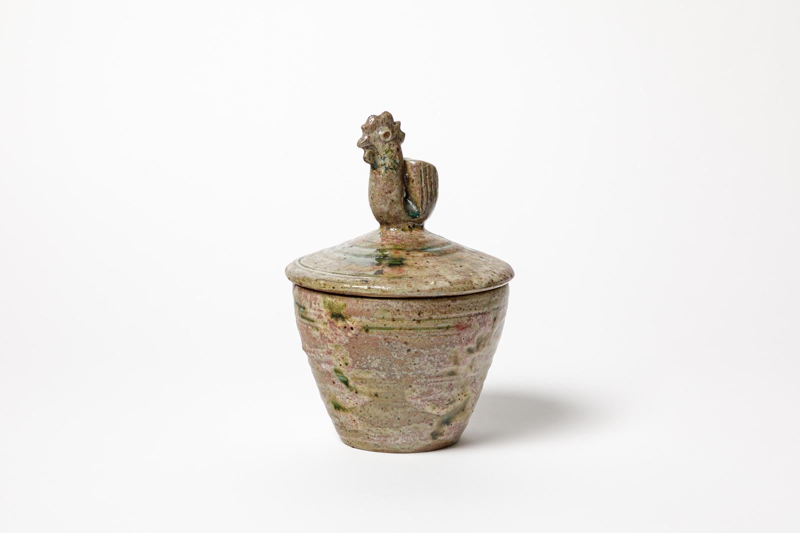 Français Boîte décorative en céramique grès Jacqueline Lerat La Borne 1949, 20ème siècle