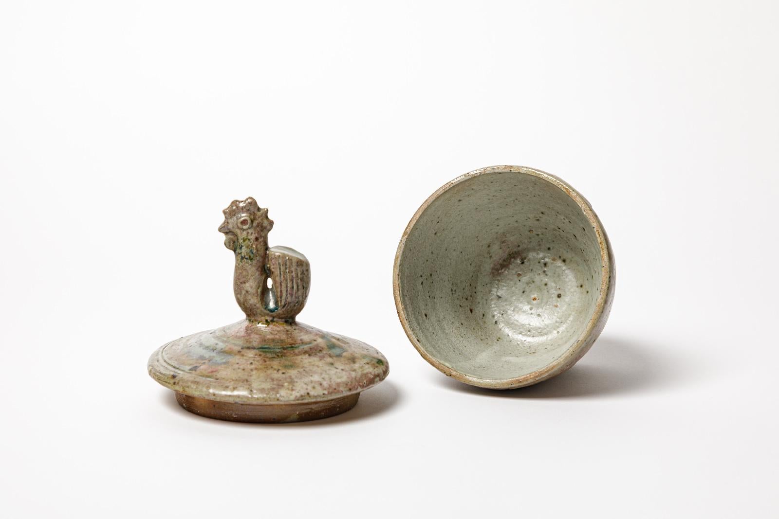 20ième siècle Boîte décorative en céramique grès Jacqueline Lerat La Borne 1949, 20ème siècle