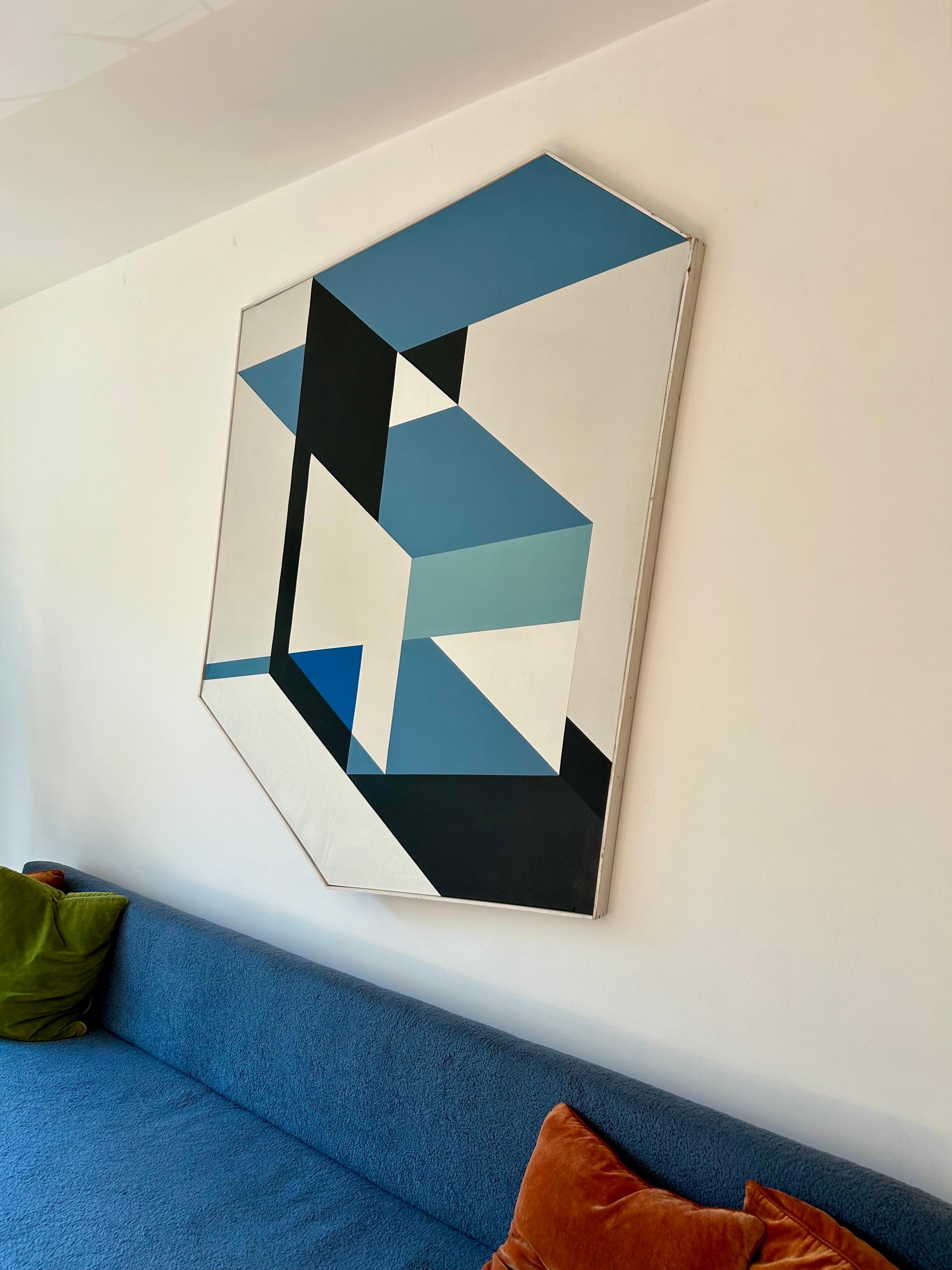 Grande peinture géométrique Jacqueline Paul  Bon état - En vente à Los Angeles, CA