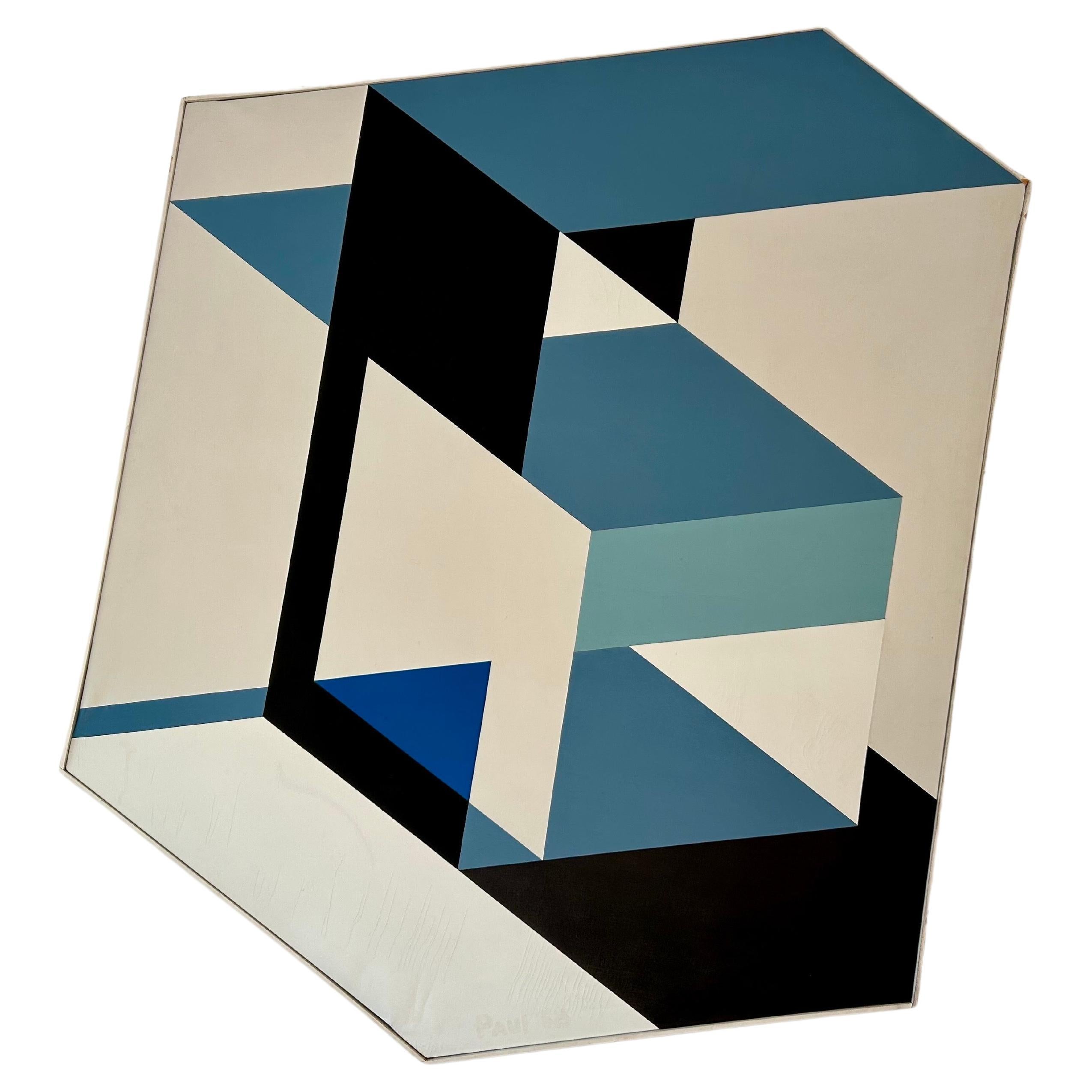 Jacqueline Paul Large Geometric Painting 1968 For Sale at 1stDibs