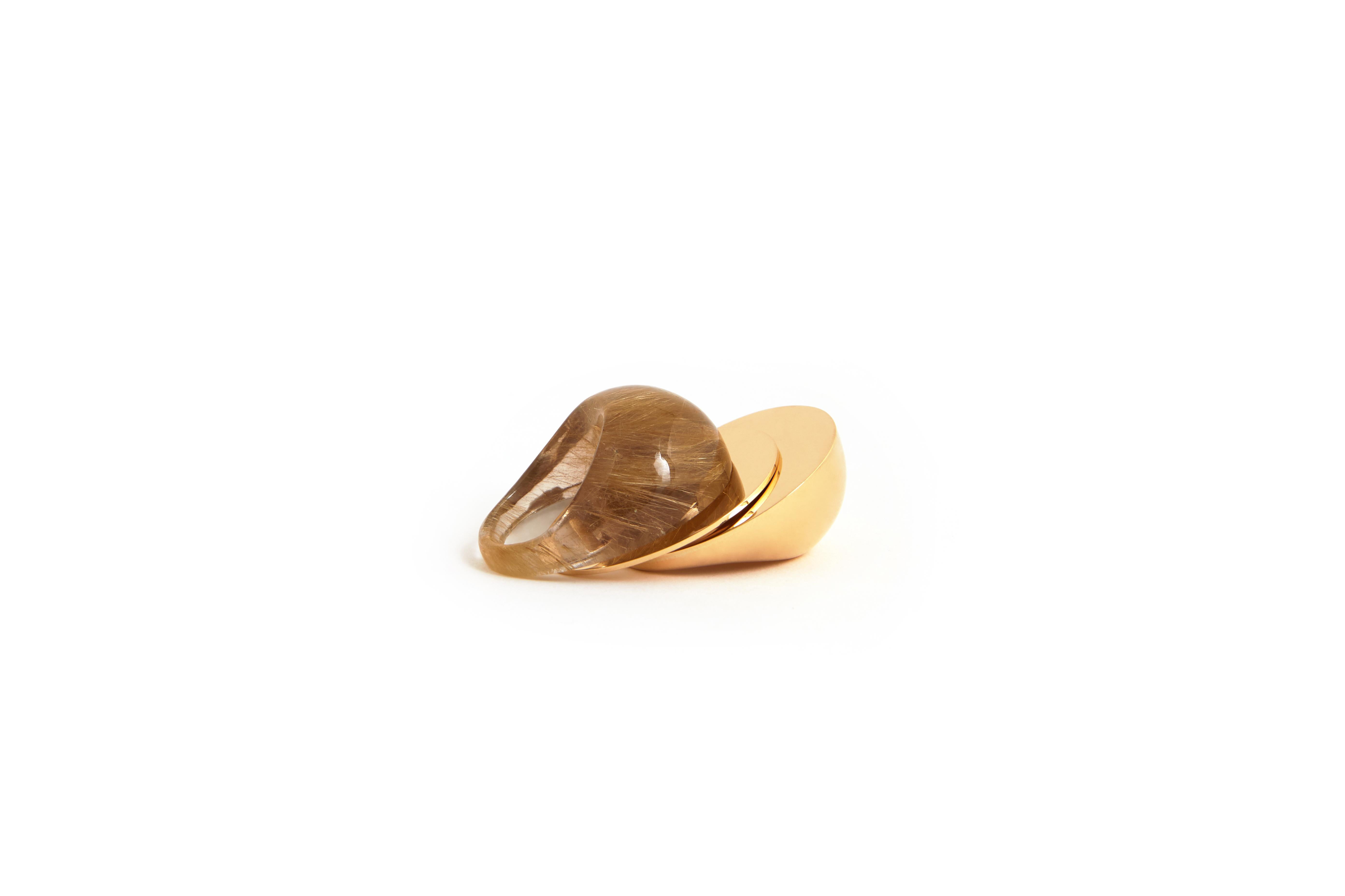 For Sale:  Jacqueline Rabun 'A Beautiful Life' 18k Yellow Gold and Rutilated Quartz Ring 2