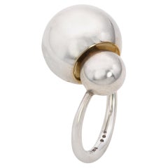 Jacqueline Rabun for Georg Jensen Silver and 18 Karat Gold "Cave" Cocktail Ring