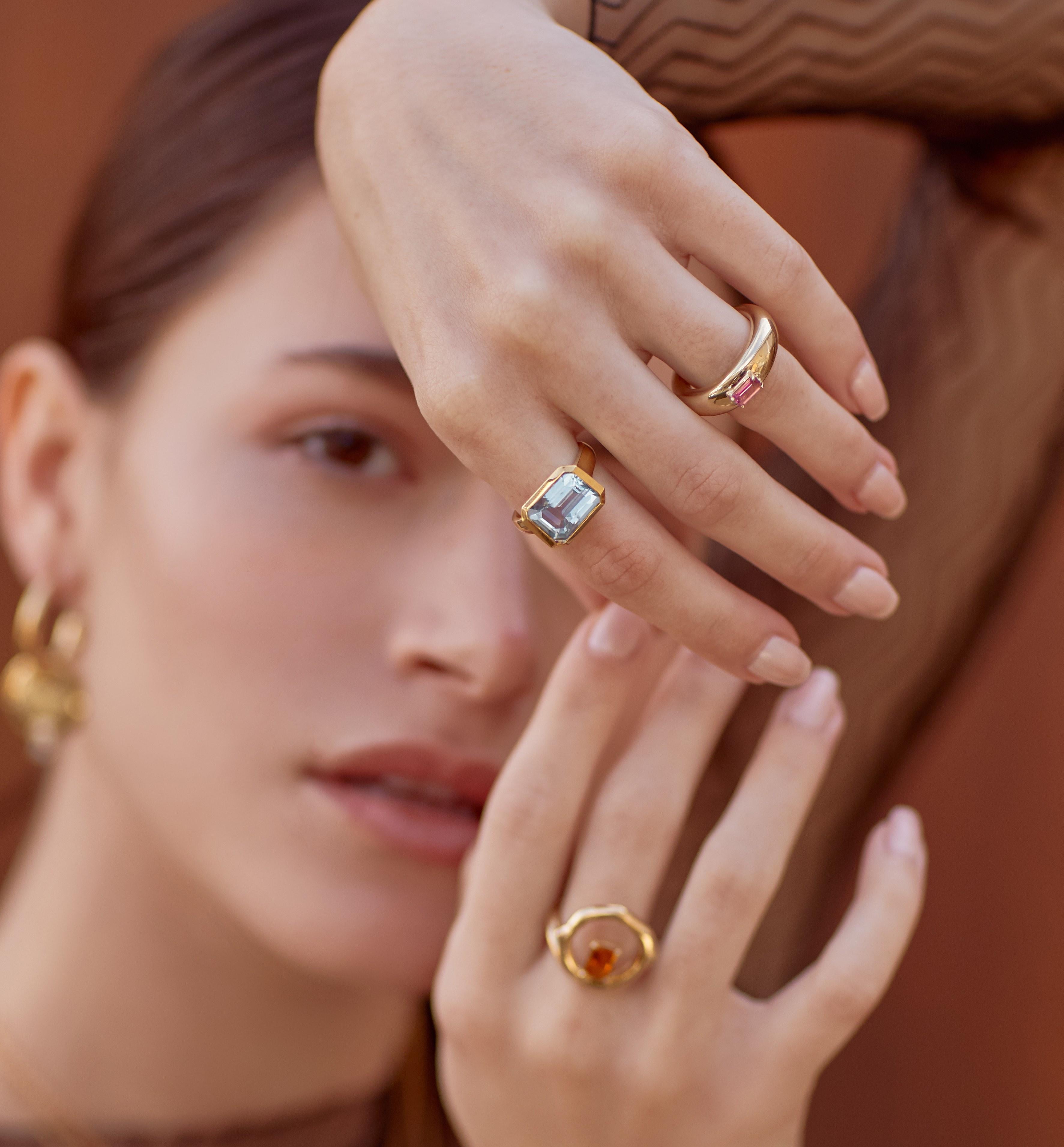 Emerald Cut Jacqueline Rose Deco Blue Topaz Ring