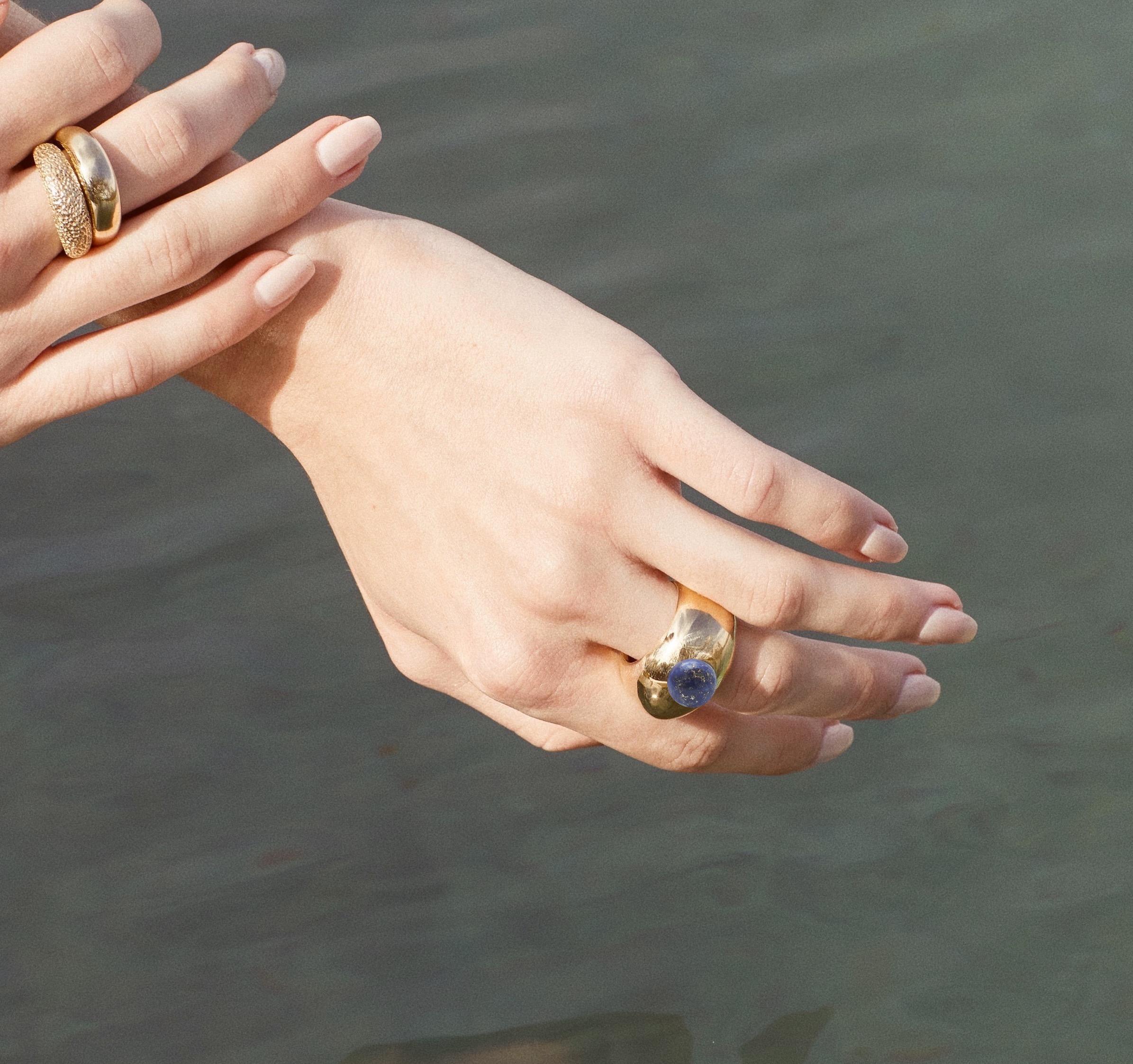 Contemporary Jacqueline Rose Pebble Lapis Ring For Sale