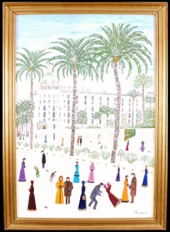 Nice Insolite - Mid 20th Century French Naif South France Oil on Canvas Painting