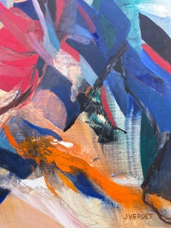 Huge French Contemporary Modernist Abstract Oil Painting Amazing Colors