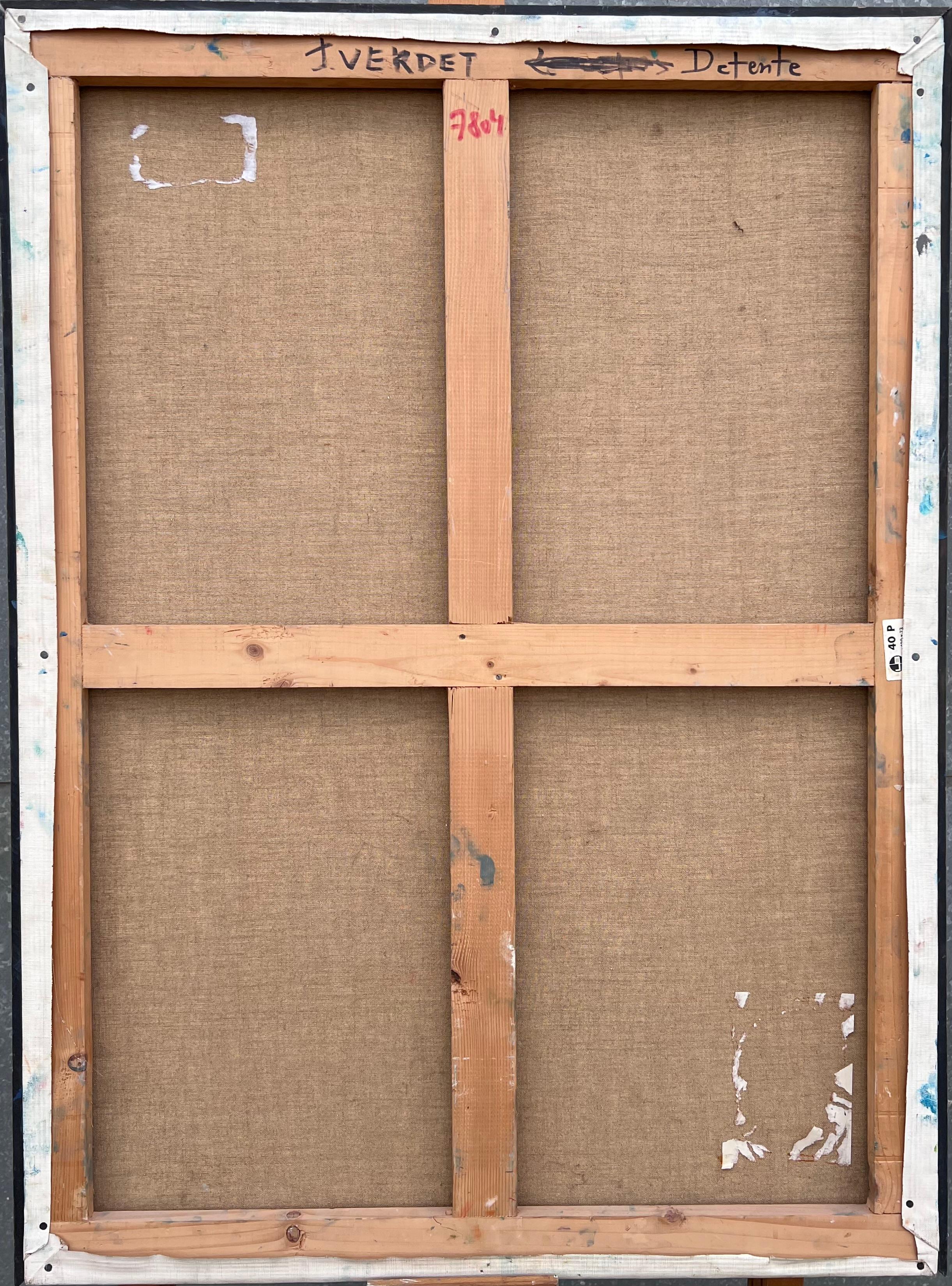 Großes französisches modernistisches abstraktes Ölgemälde Blaues Mädchen im Liegestuhl im Angebot 8