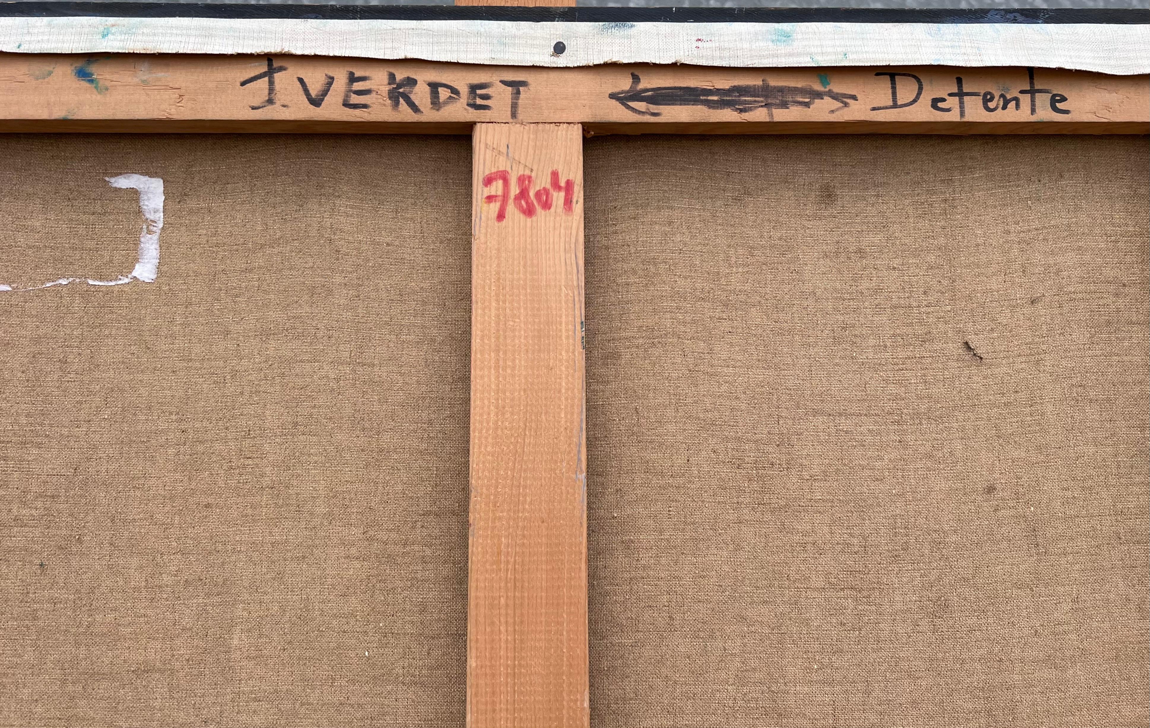 Großes französisches modernistisches abstraktes Ölgemälde Blaues Mädchen im Liegestuhl im Angebot 9