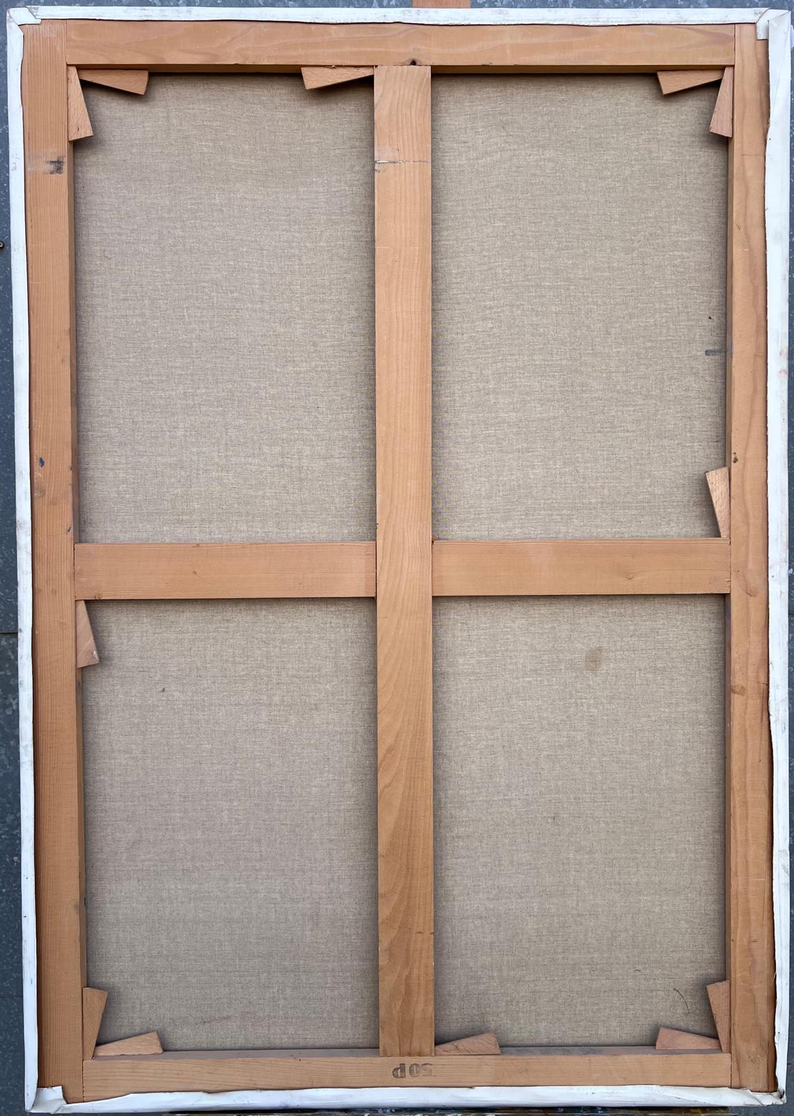 Huge Französisch Zeitgenössische Modernist Abstrakte Ölgemälde Cafe Stühle Bistro im Angebot 5