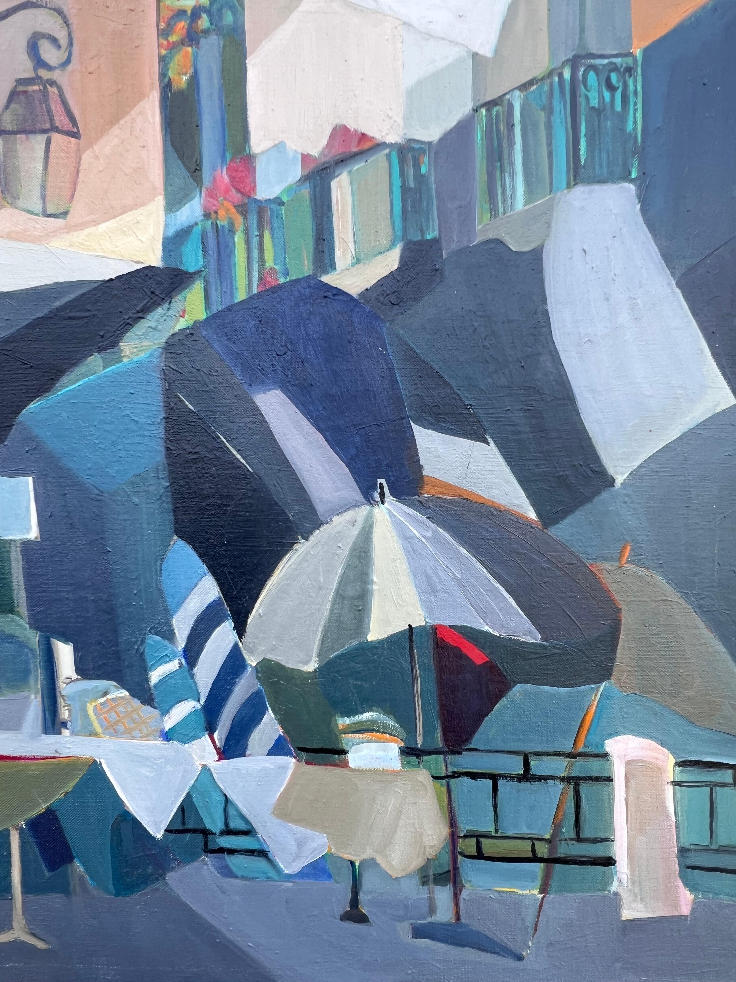 Huge French Contemporary Modernist Abstraktes Ölgemälde Bunte Wäscheleinen im Angebot 2