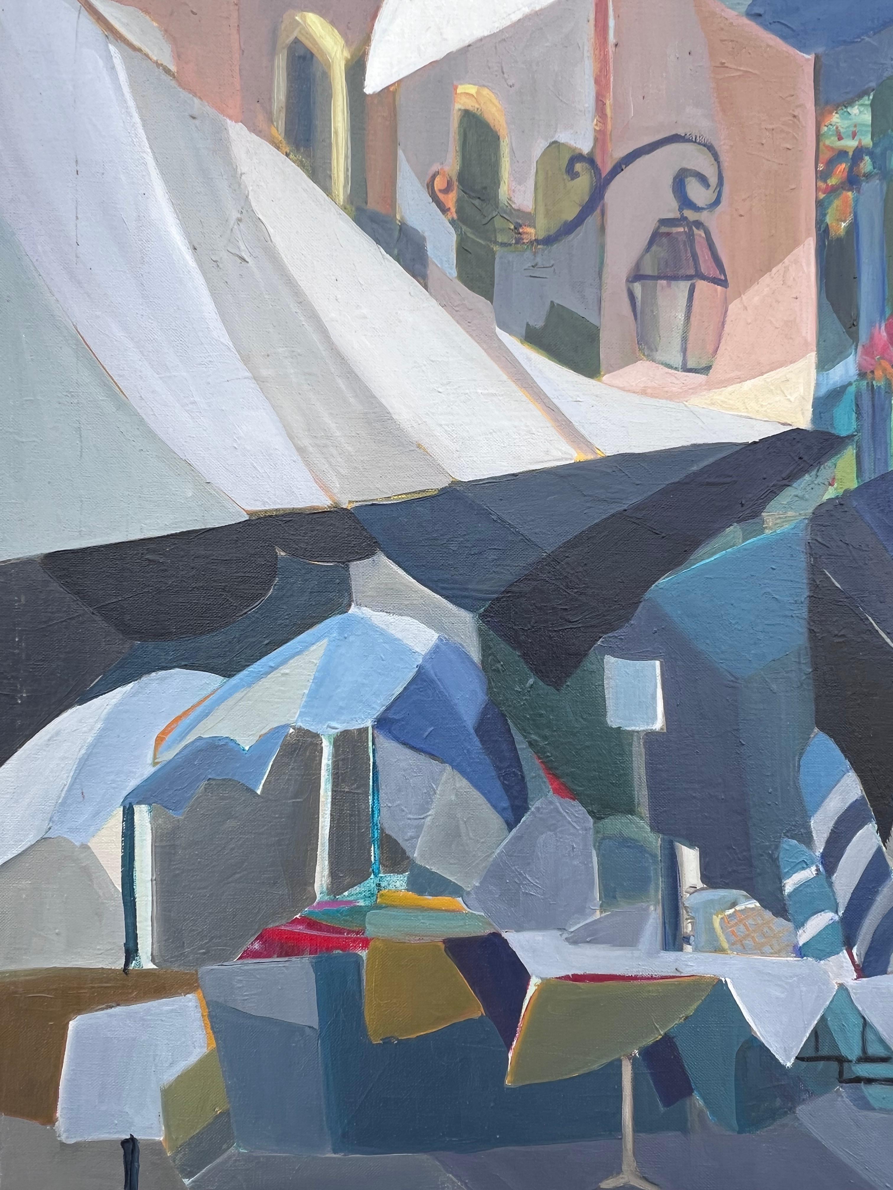 Huge French Contemporary Modernist Abstraktes Ölgemälde Bunte Wäscheleinen im Angebot 3