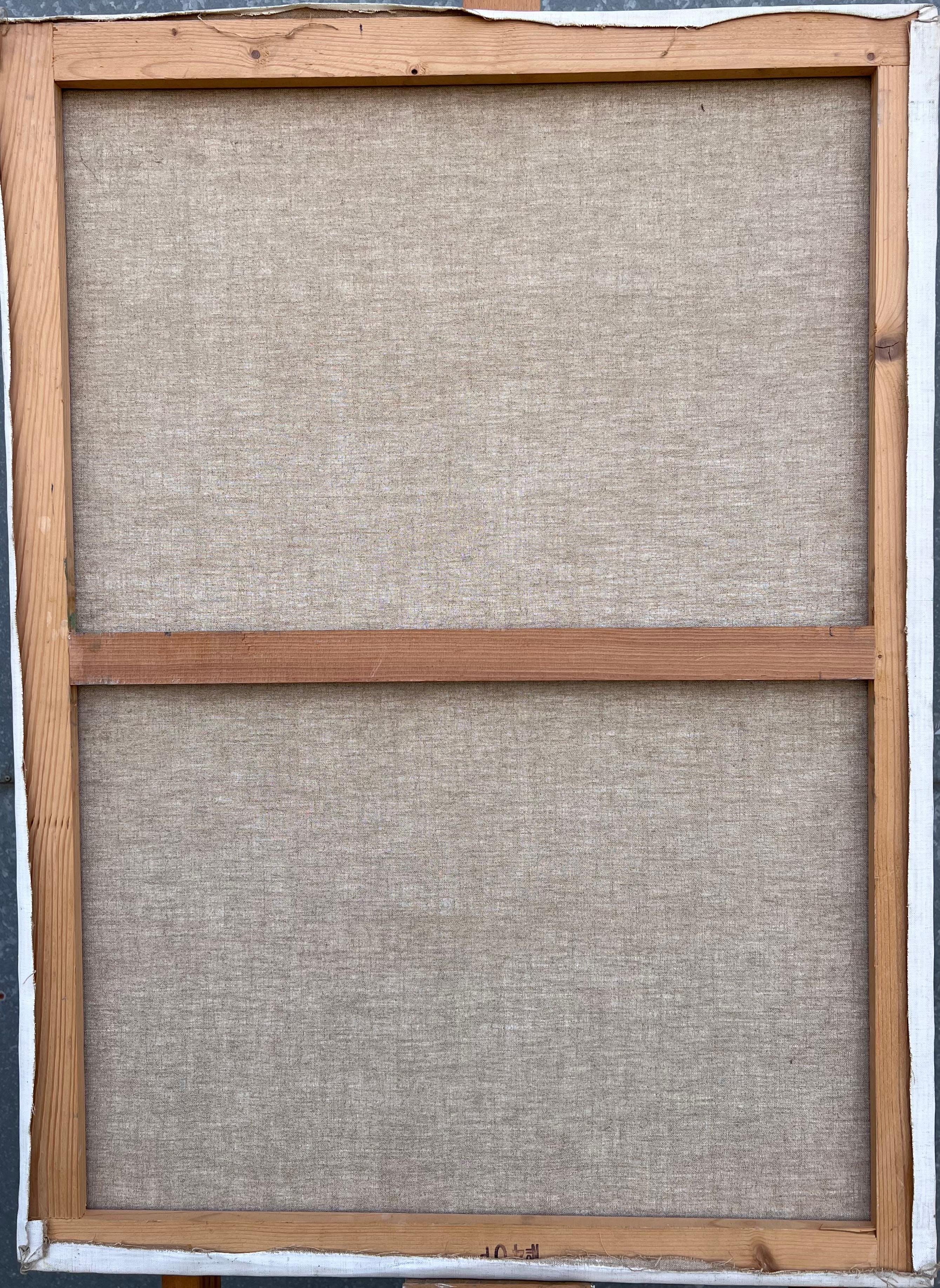 Huge French Contemporary Modernist Abstraktes Ölgemälde Bunte Wäscheleinen im Angebot 4