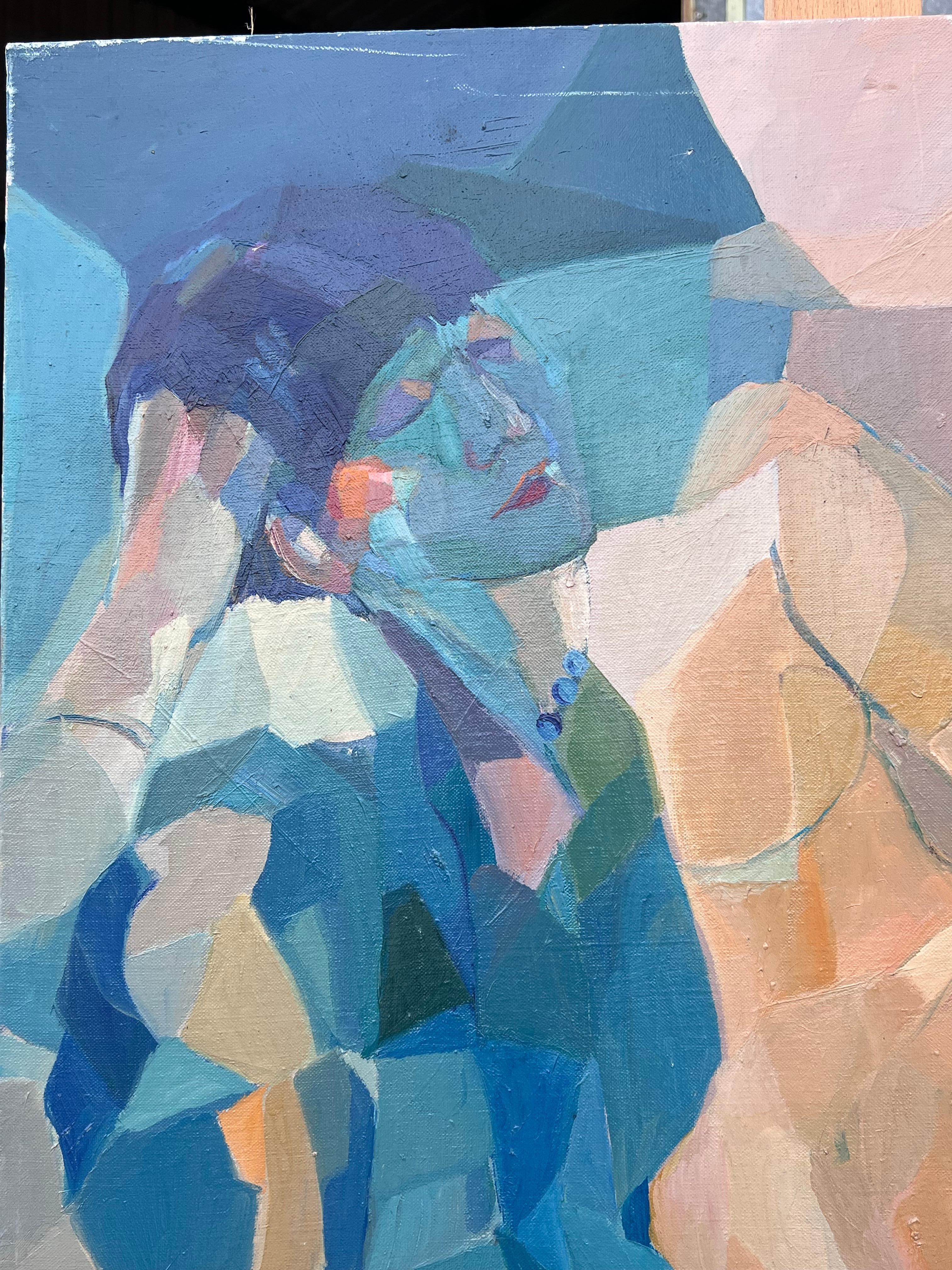 Riesiges französisches modernistisches abstraktes Ölgemälde figurative nackte Frau im Angebot 5
