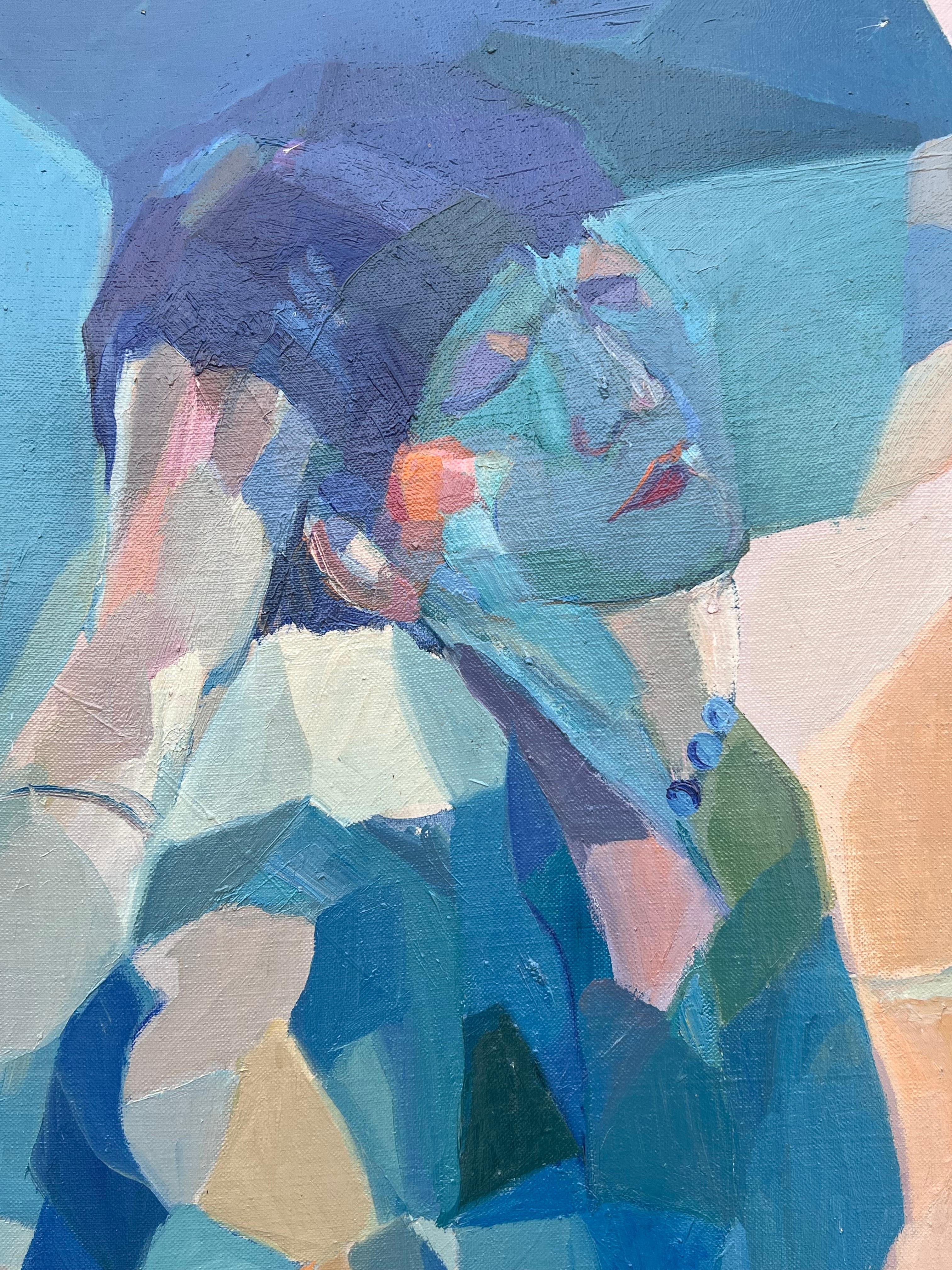 Riesiges französisches modernistisches abstraktes Ölgemälde figurative nackte Frau im Angebot 3