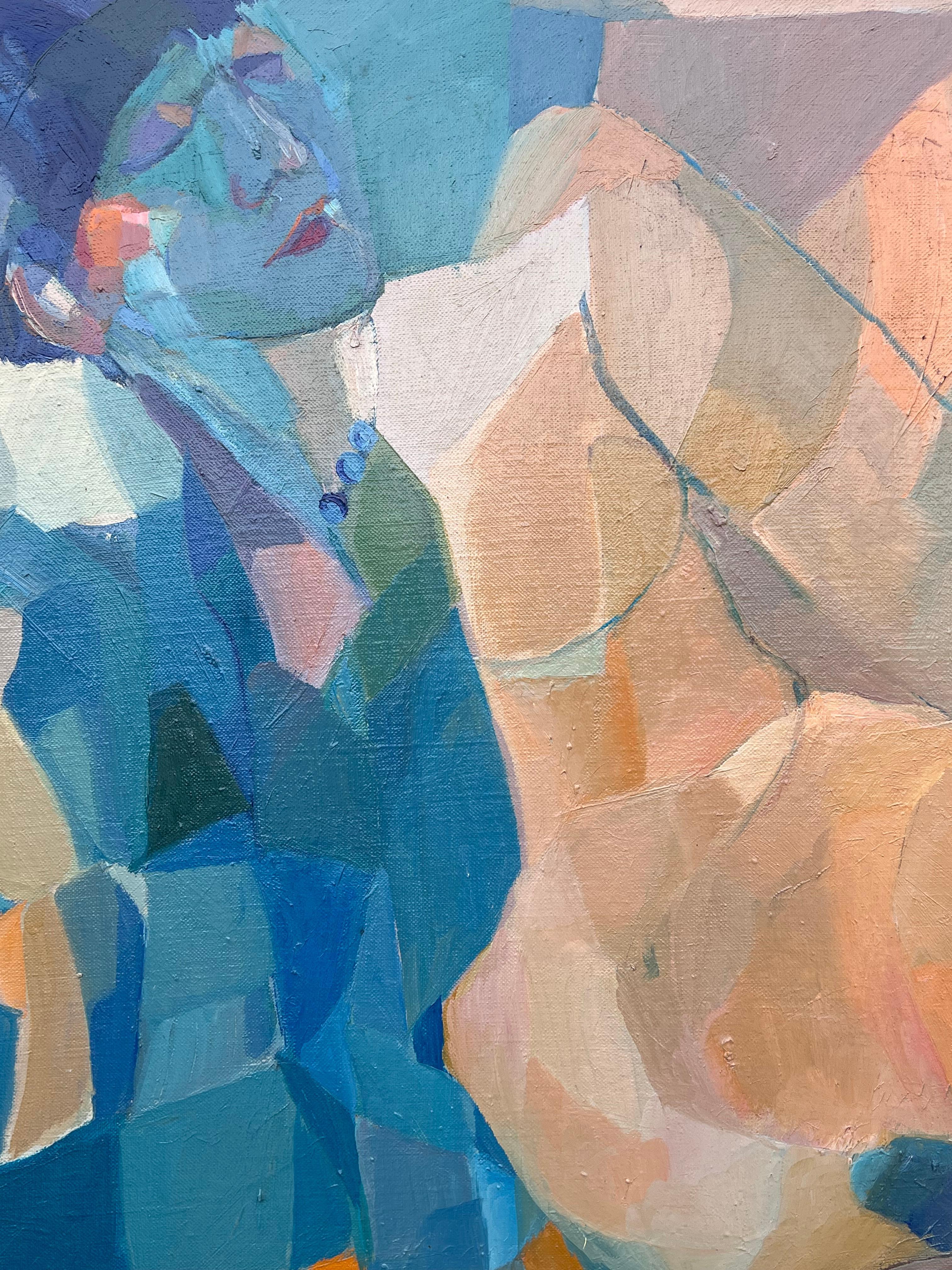 Riesiges französisches modernistisches abstraktes Ölgemälde figurative nackte Frau im Angebot 4