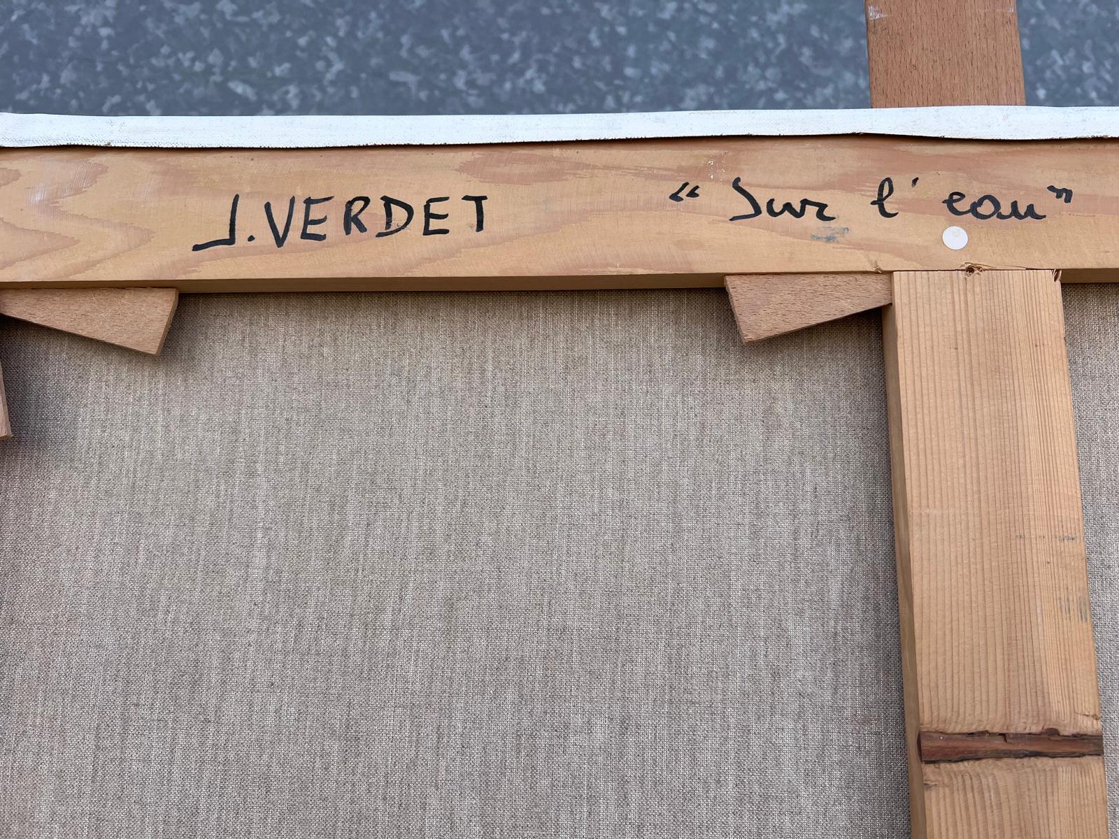 Enorme Pintura al Óleo Abstracta Modernista Contemporánea Francesa Multi Colores en venta 6