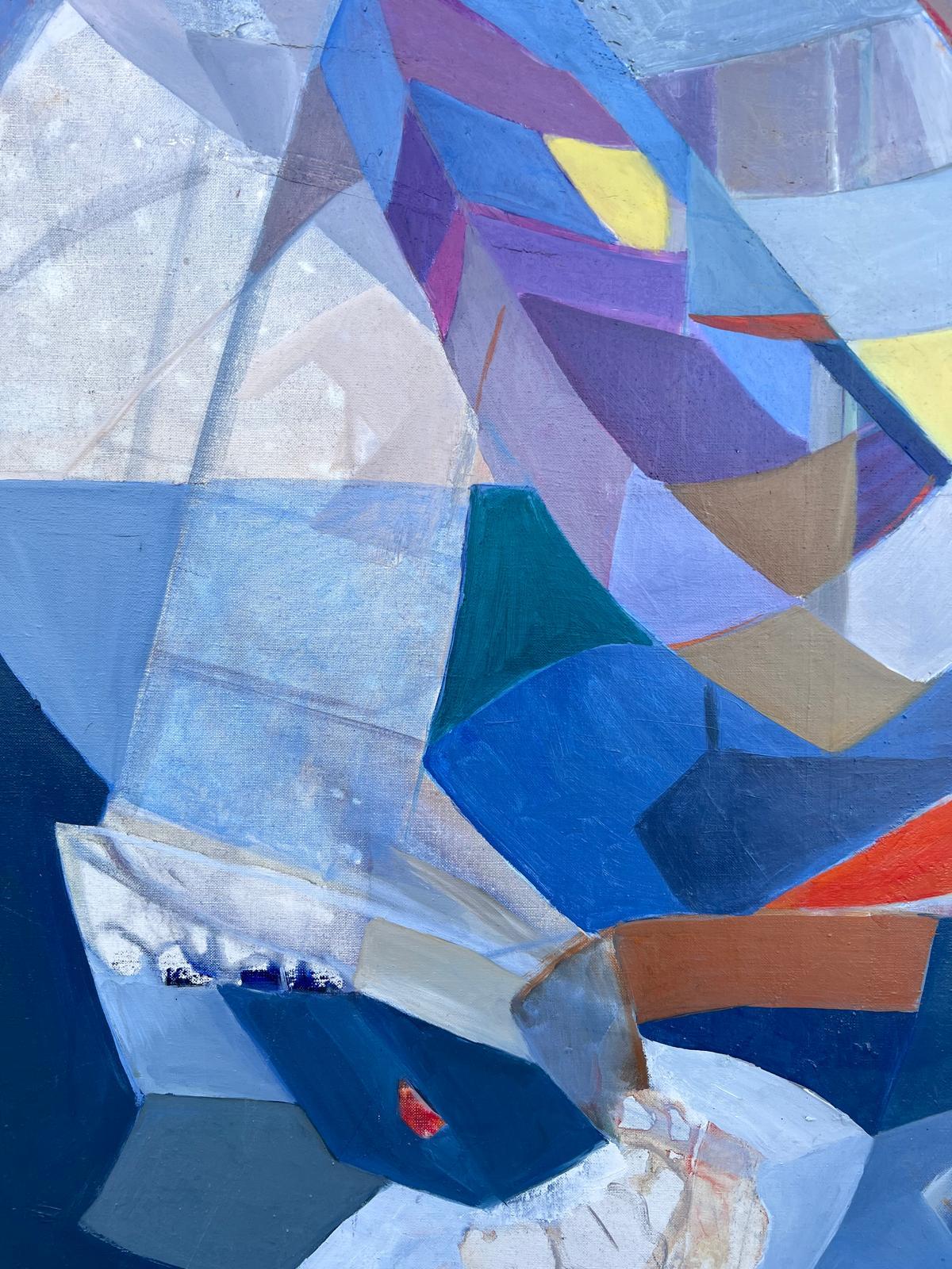 Enorme Pintura al Óleo Abstracta Modernista Contemporánea Francesa Multi Colores en venta 2