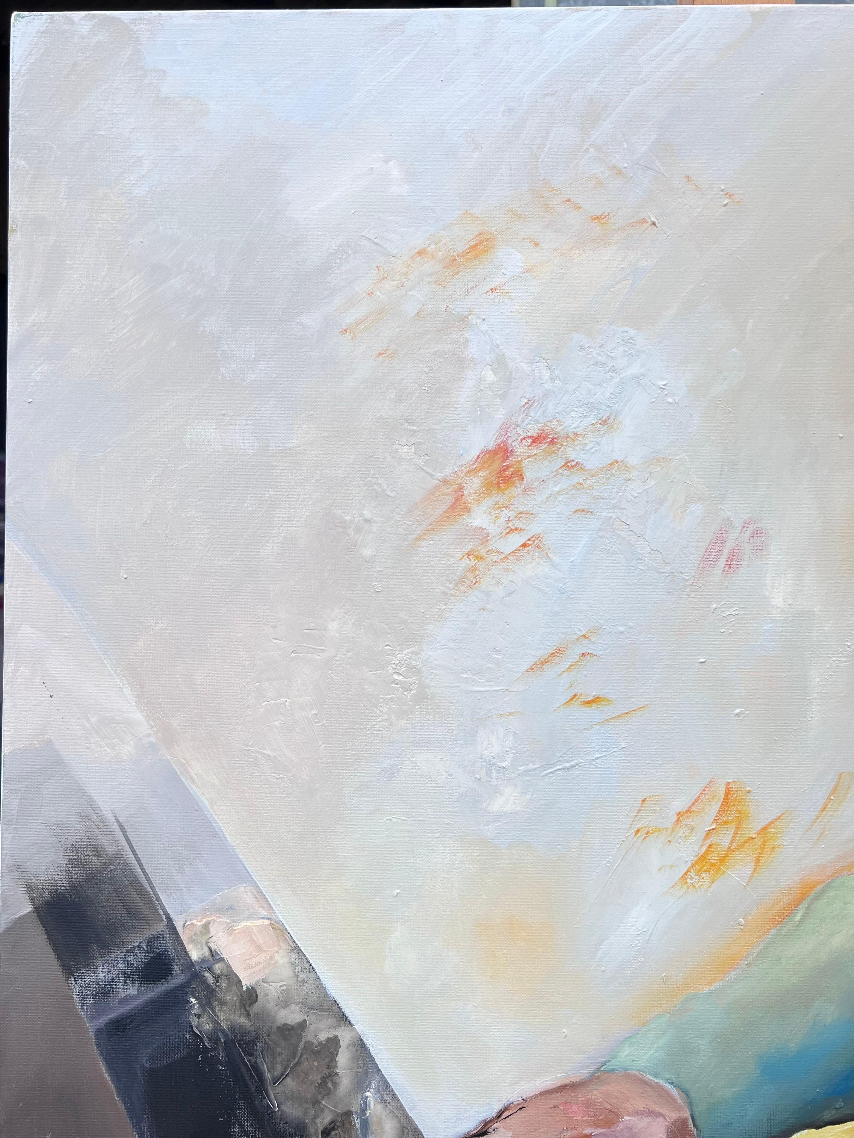 Huge French Contemporary Modernist Abstract Oil Painting The Piano Player For Sale 4