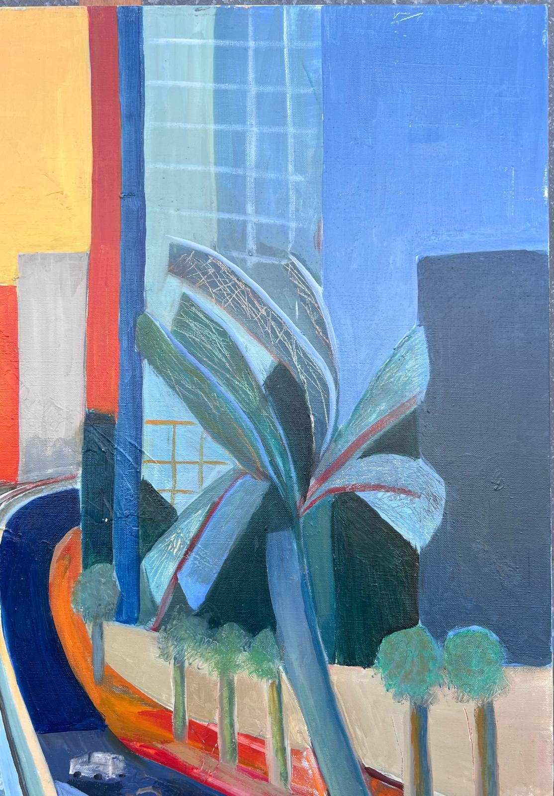 Riesiges französisches modernistisches abstraktes Ölgemälde Urbaner Dschungel (Geometrische Abstraktion), Painting, von Jacqueline Verdet (1931-2023)