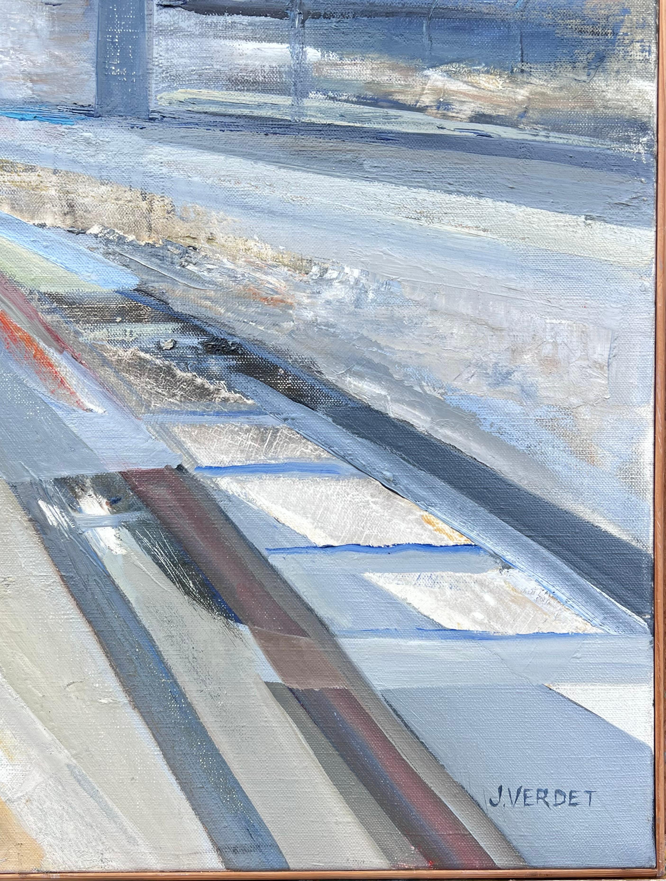 Abstrakte Komposition
unterzeichnet von Jacqueline VERDET (Französisch, 1931-2023)
Ölgemälde auf Leinwand, gerahmt
Gerahmt: 20 x 20 Zoll
Leinwand: 19,5 x 19,5 Zoll
Zustand: das Werk ist in einem insgesamt sehr guten Zustand; sehr geringe