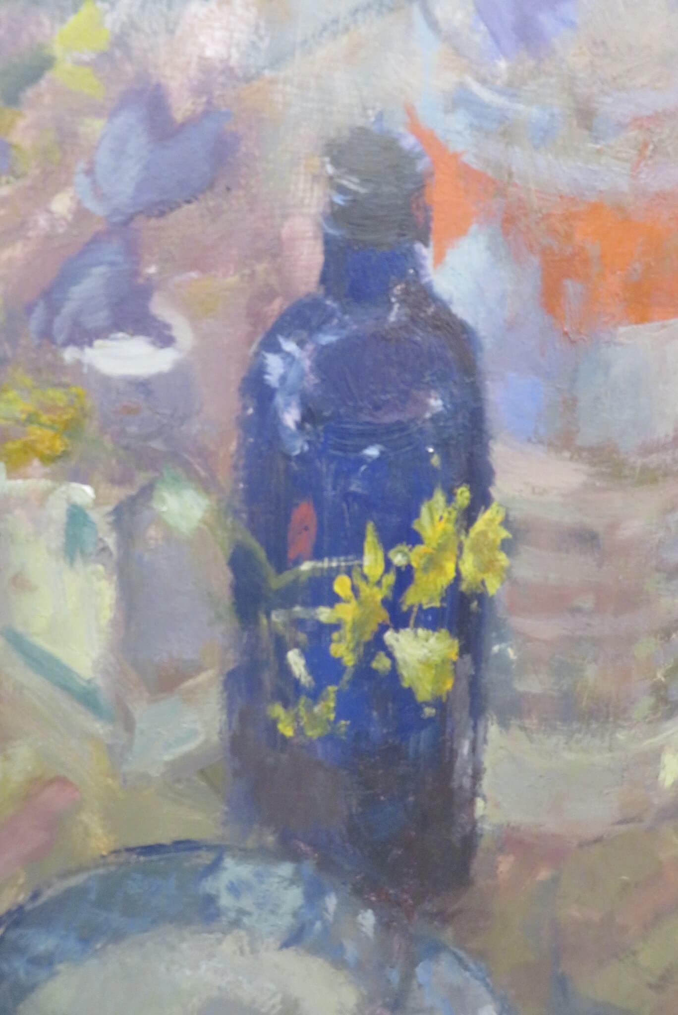 ORIGINAL ENGLISH OIL PAINTING - Still Life Interior Composition - Post-Impressionist Painting by Jacqueline Williams