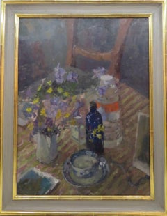 PINTURA AL ÓLEO ORIGINAL INGLÉS - Composición Interior Naturaleza Muerta