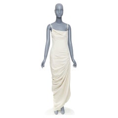 JACQUEMUS 2020 Runway La Robe Saudade cotton linen draped maxi dress FR34 XS