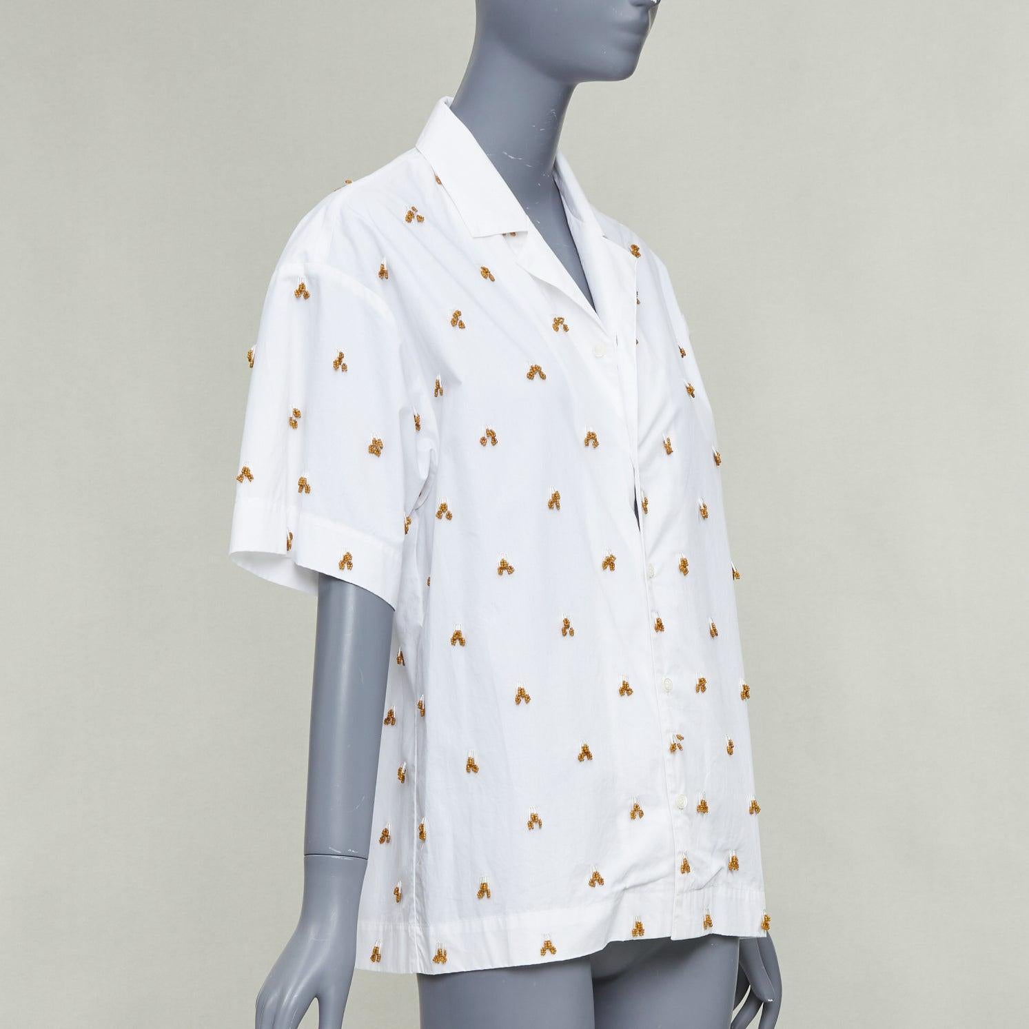 JACQUEMUS 2021 L'amour La Chemise Camisa adornada de cristal de algodón Ble FR34 XS Gris en venta