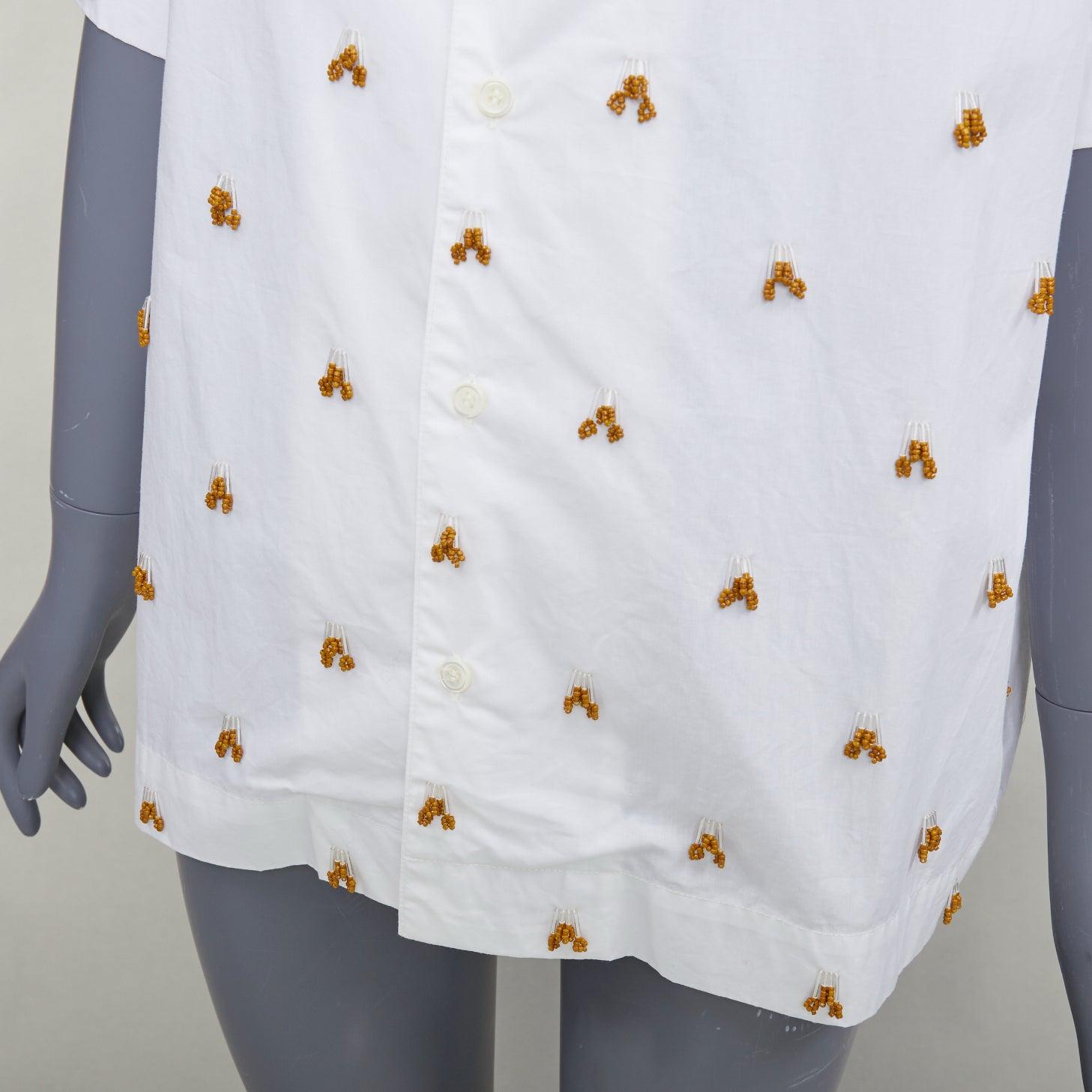 JACQUEMUS 2021 L'amour La Chemise Camisa adornada de cristal de algodón Ble FR34 XS en venta 2